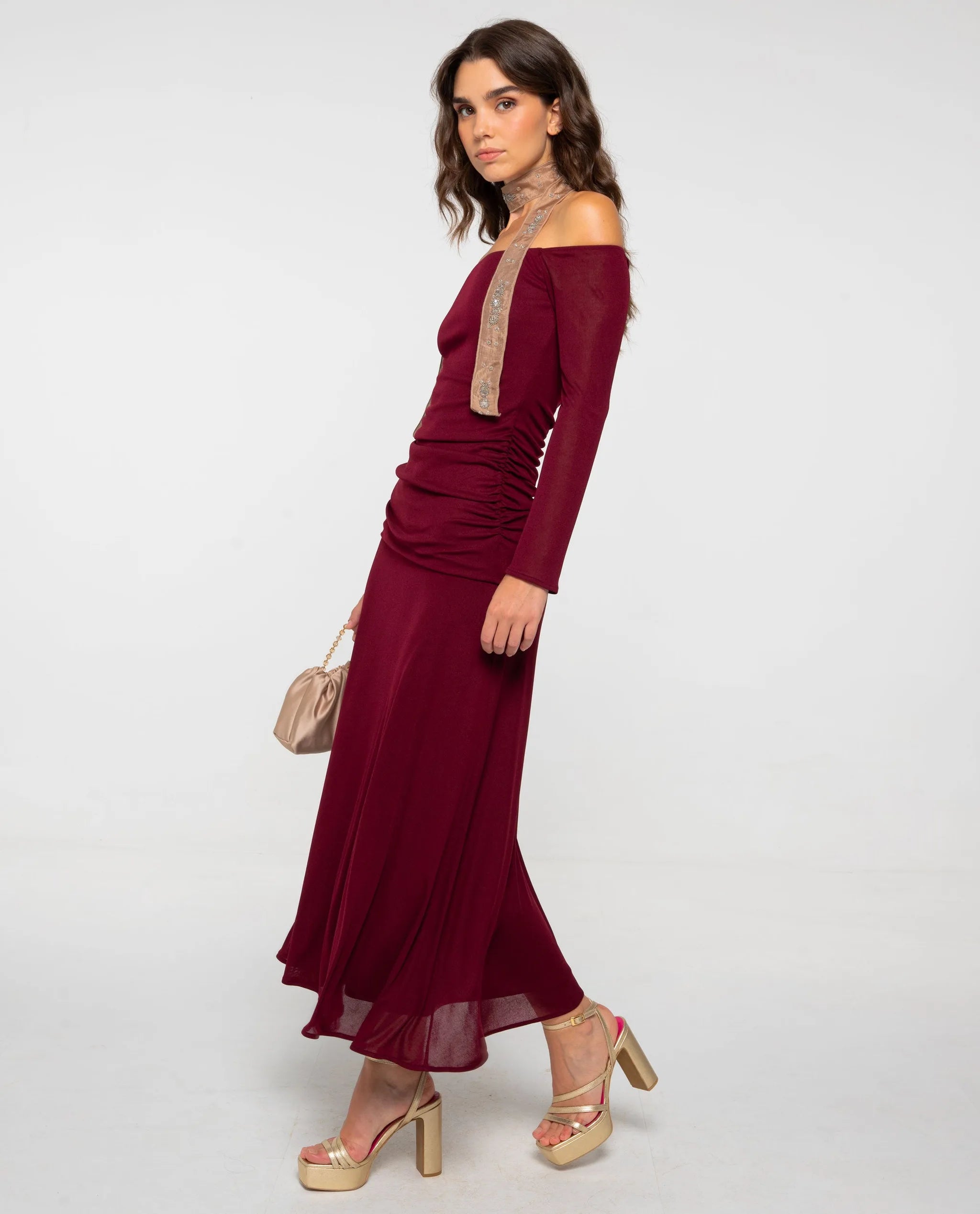 Vestido Midi de Malha Palavra de Honra Grená-2