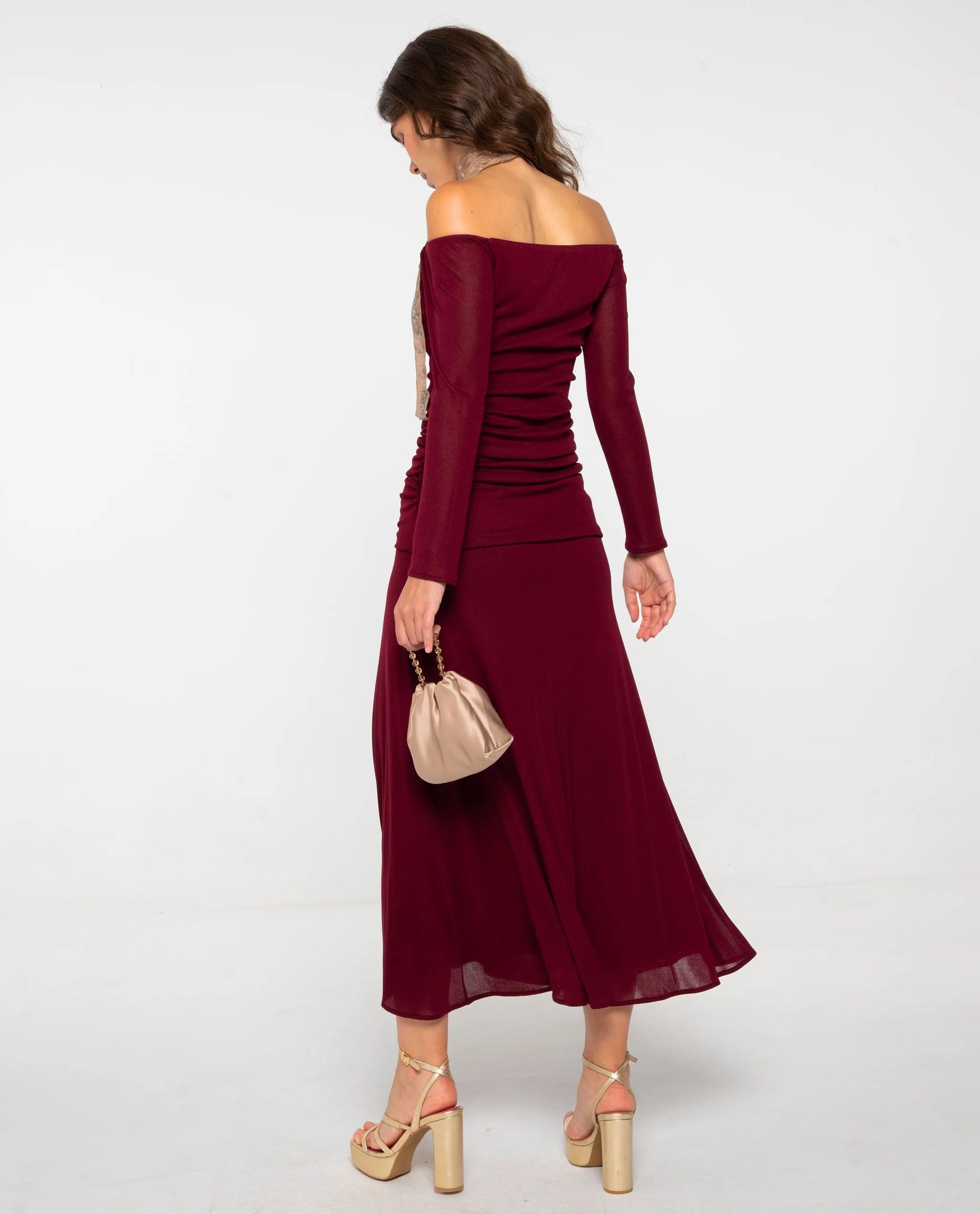 Vestido Midi de Malha Palavra de Honra Grená-3
