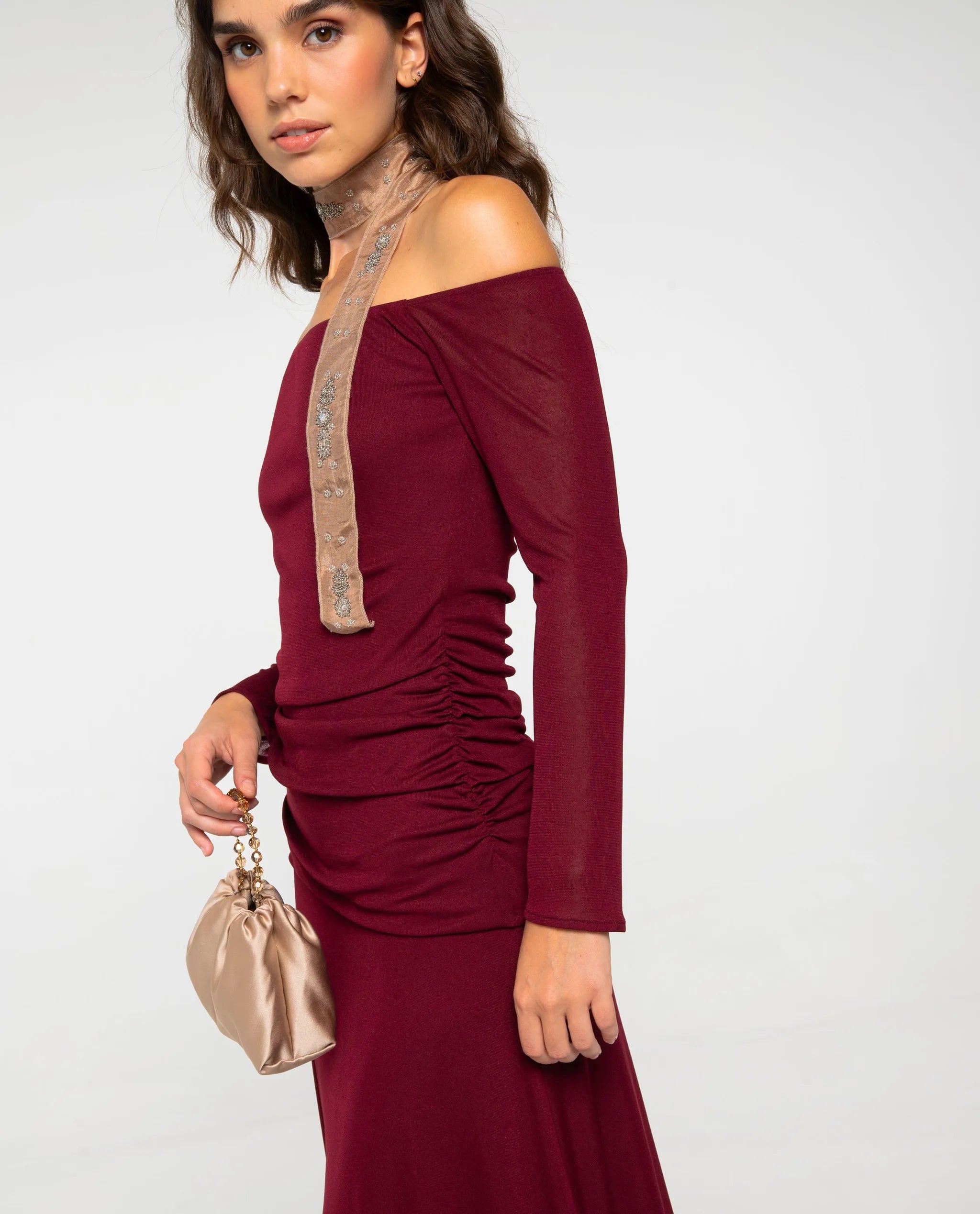 Vestido Midi de Malha Palavra de Honra Grená-4