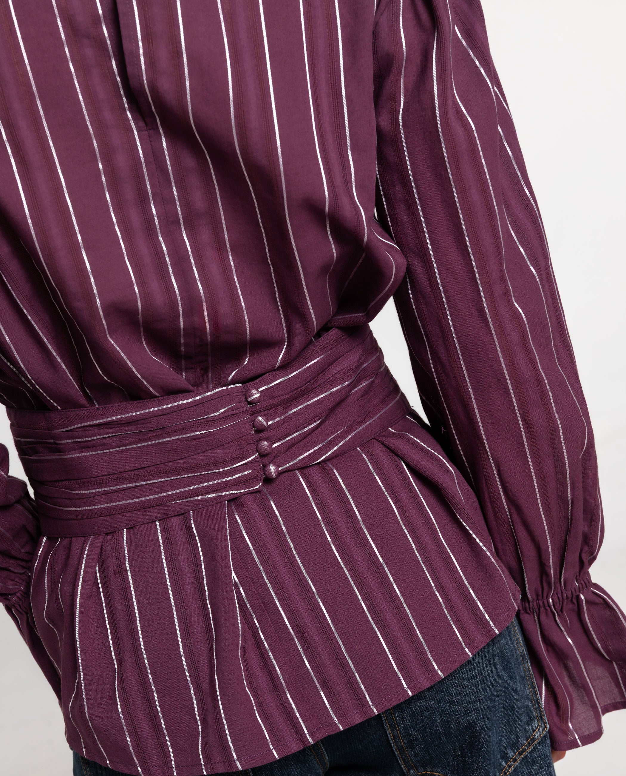 Blusa Folgada com Gola À Barco Roxo-3