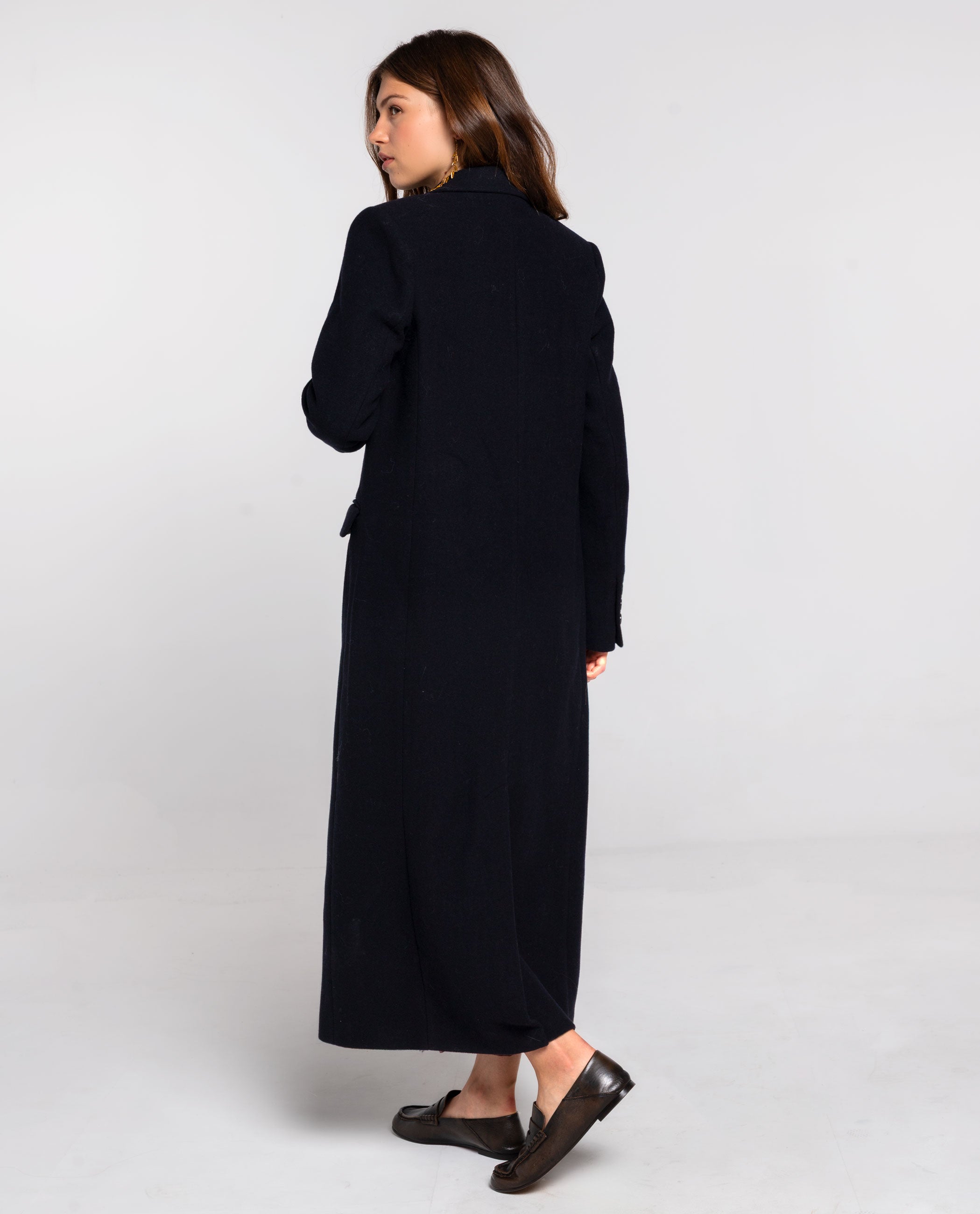 Sobretudo Comprido com Acabamento de Alfaiate Azul-marinho-3