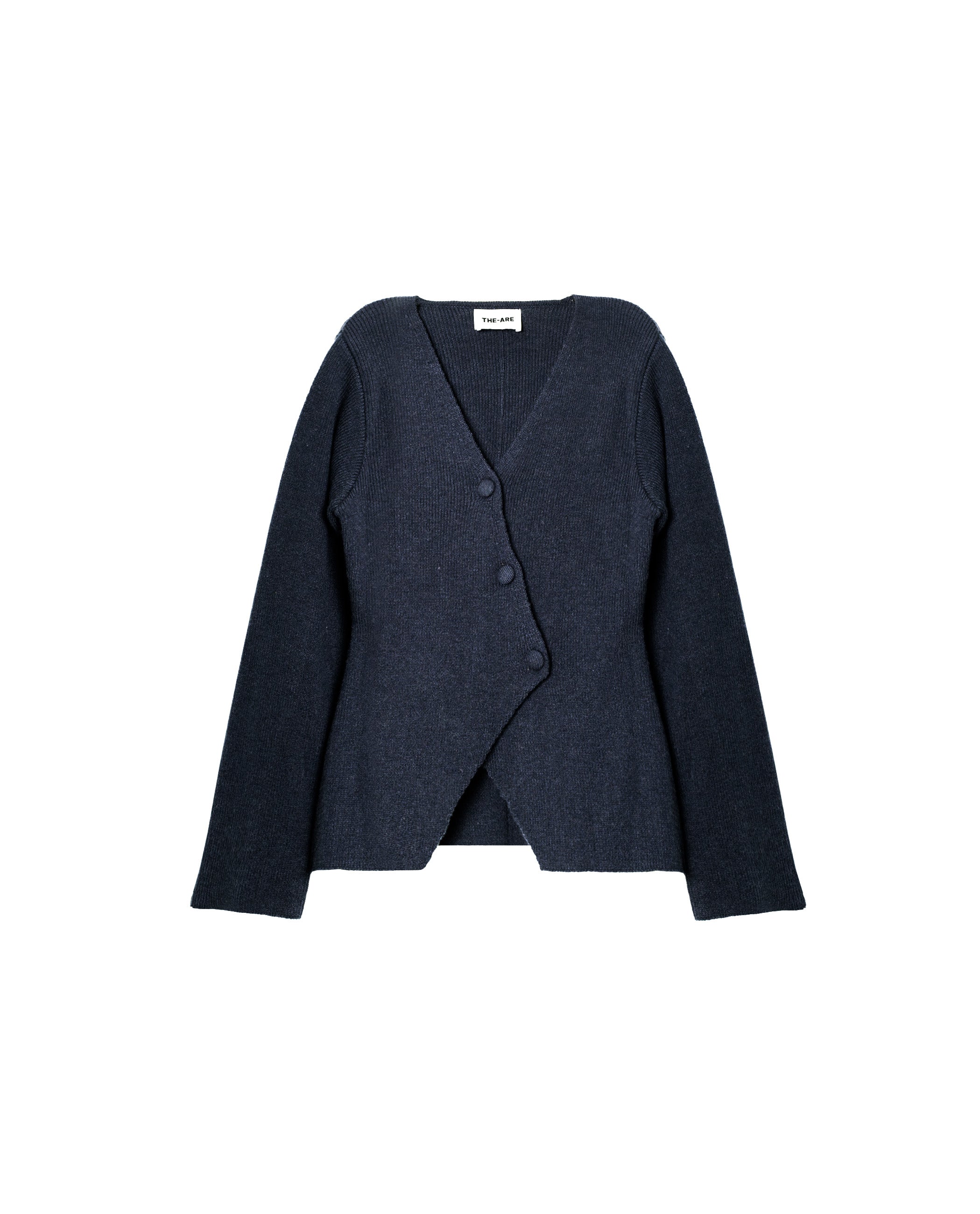 Cardigan de Malha Canelada com Botões Forrados Azul-marinho-5