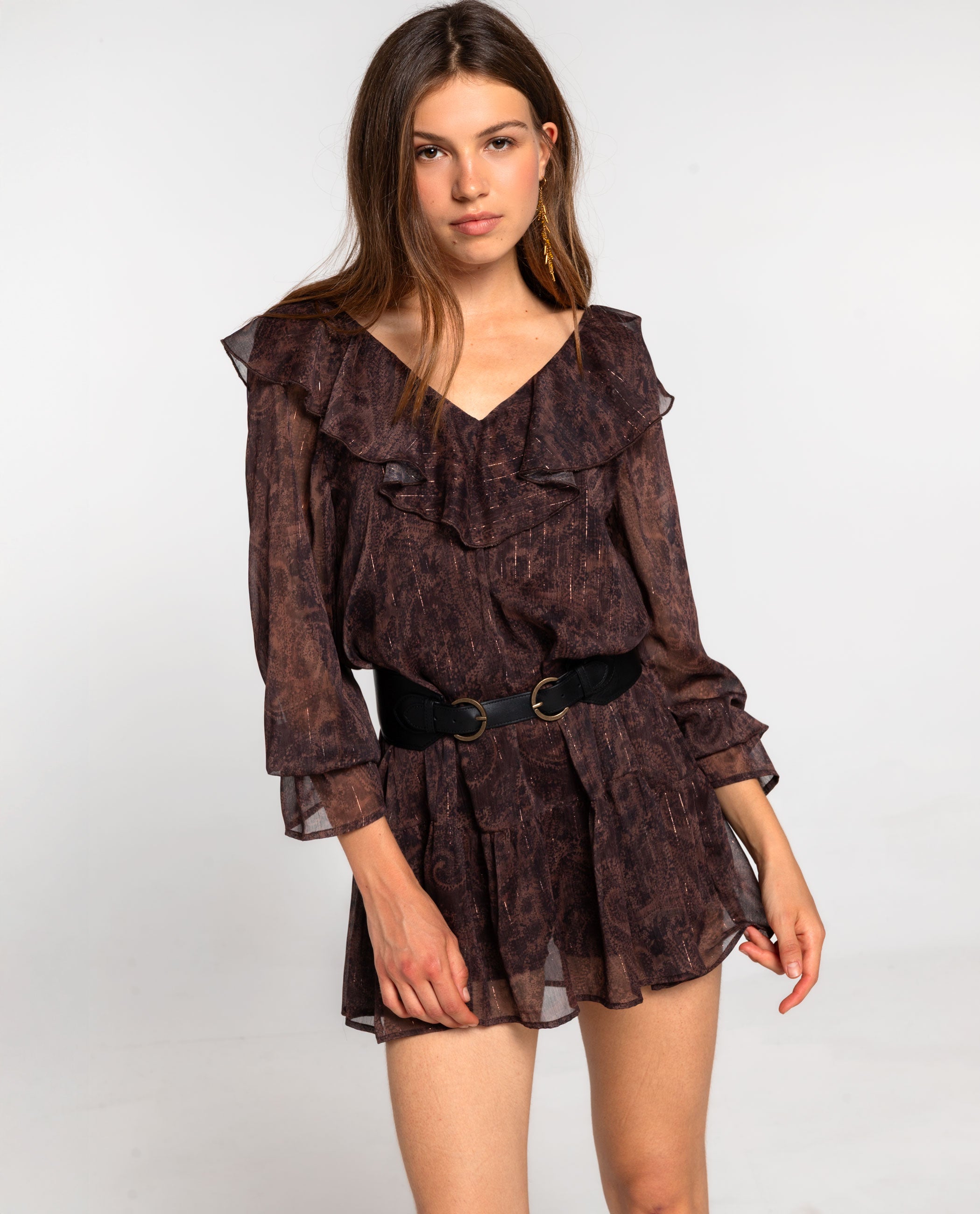 Vestido de Malha Elástica com Franjas e Corte Ajustado Vermelho-2