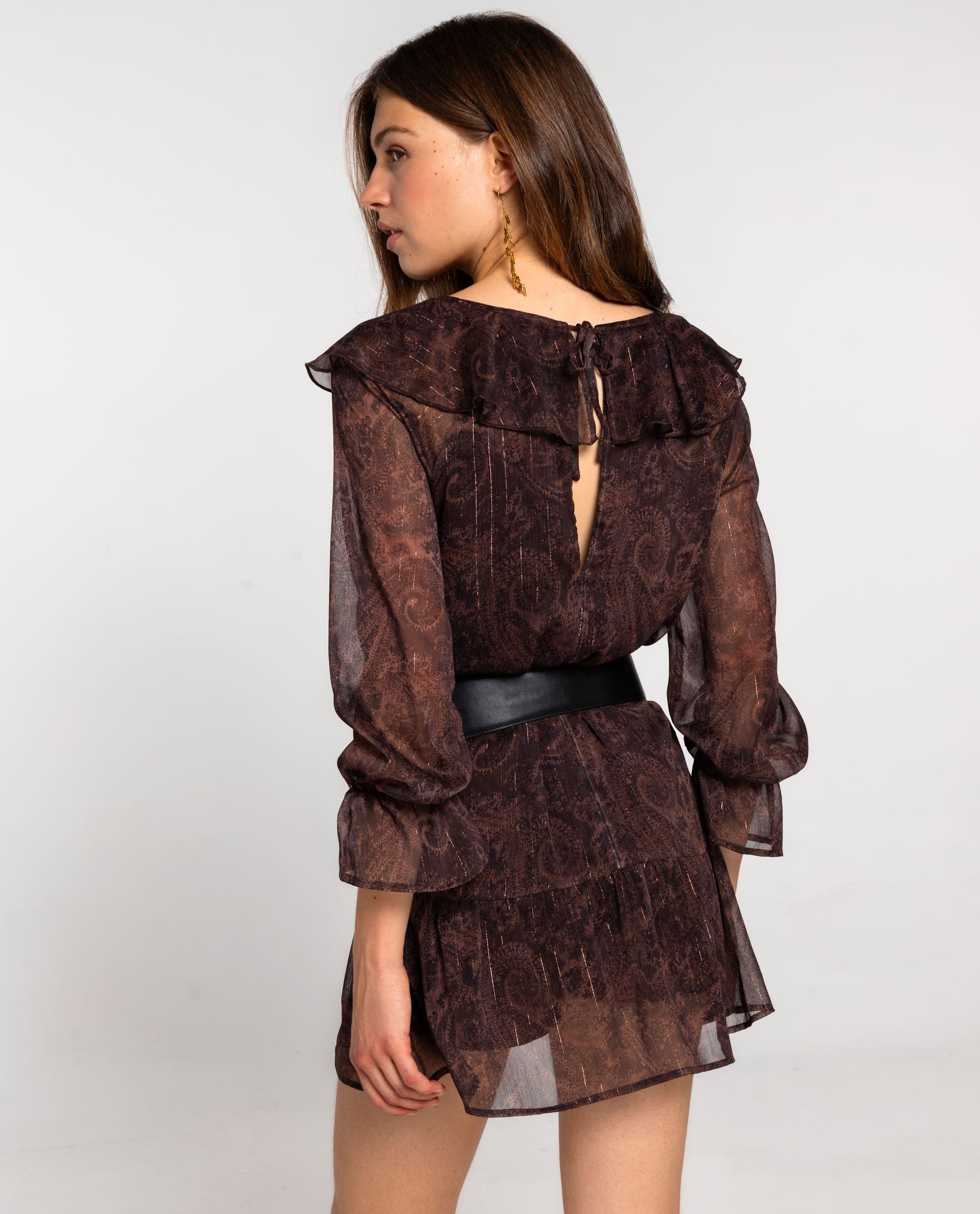 Vestido de Malha Elástica com Franjas e Corte Ajustado Vermelho-3