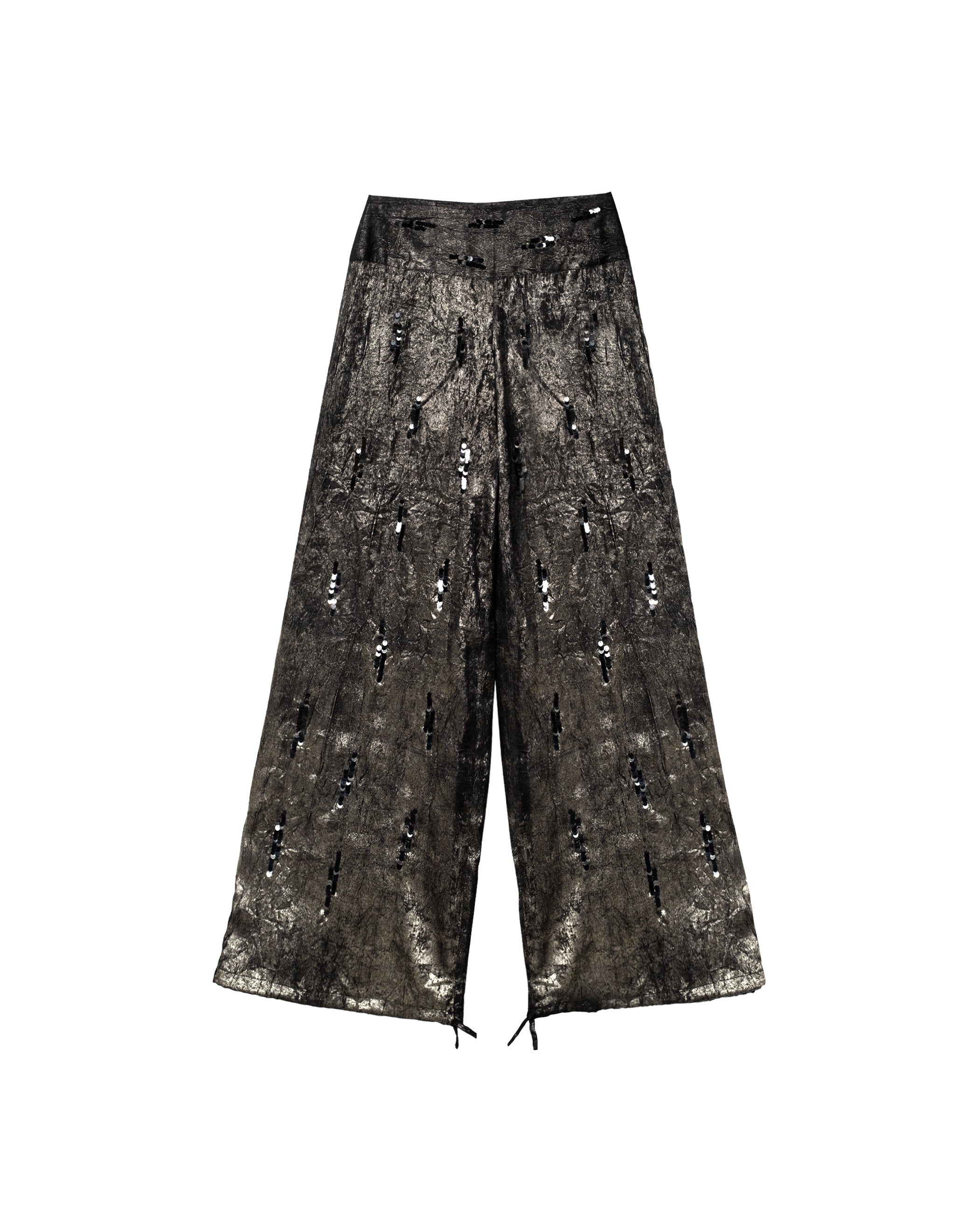 Calças com Pala e Bordado de Lantejoulas Preto-5