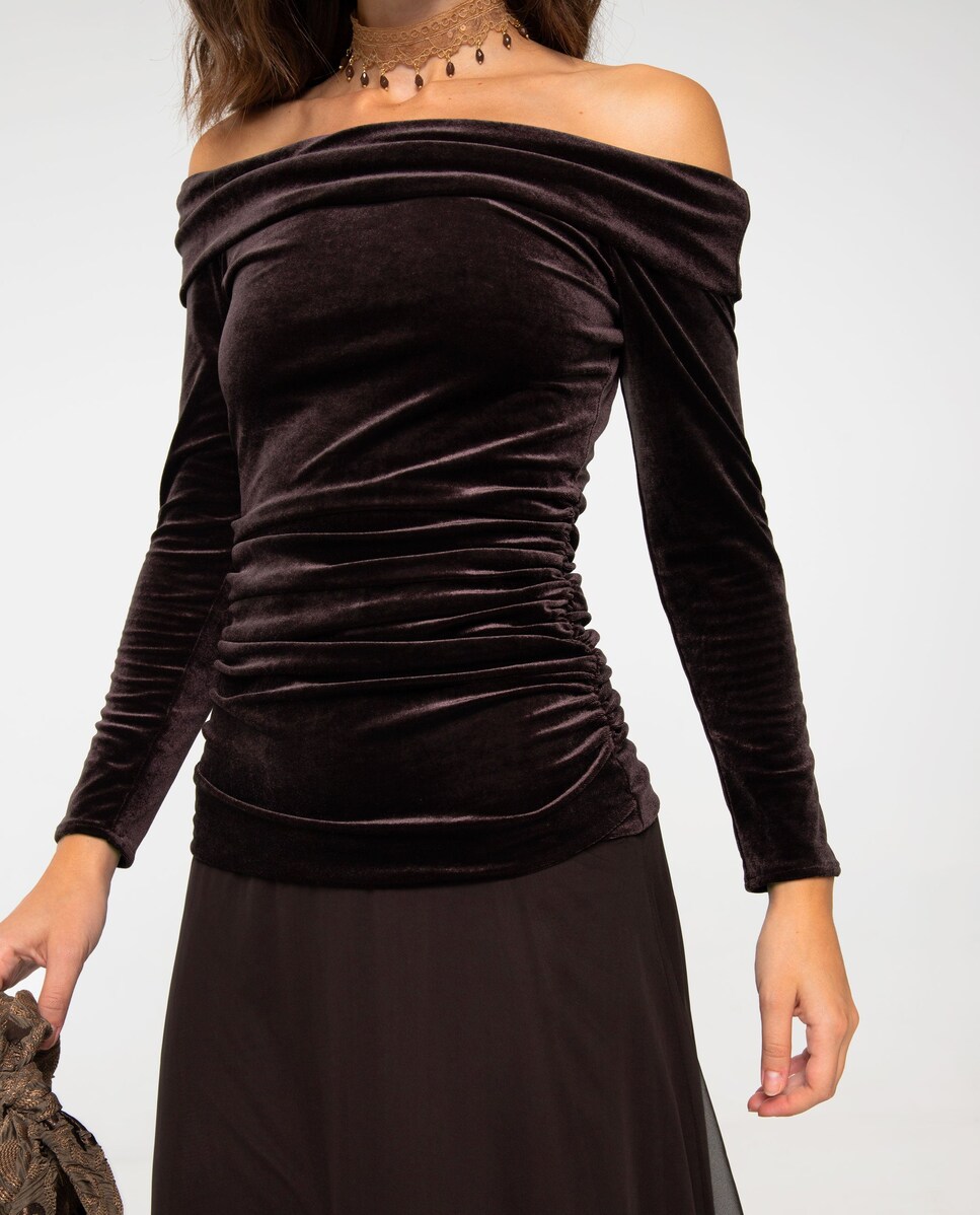 Vestido de Malha Elástica com Franjas e Corte Ajustado Castanho-4