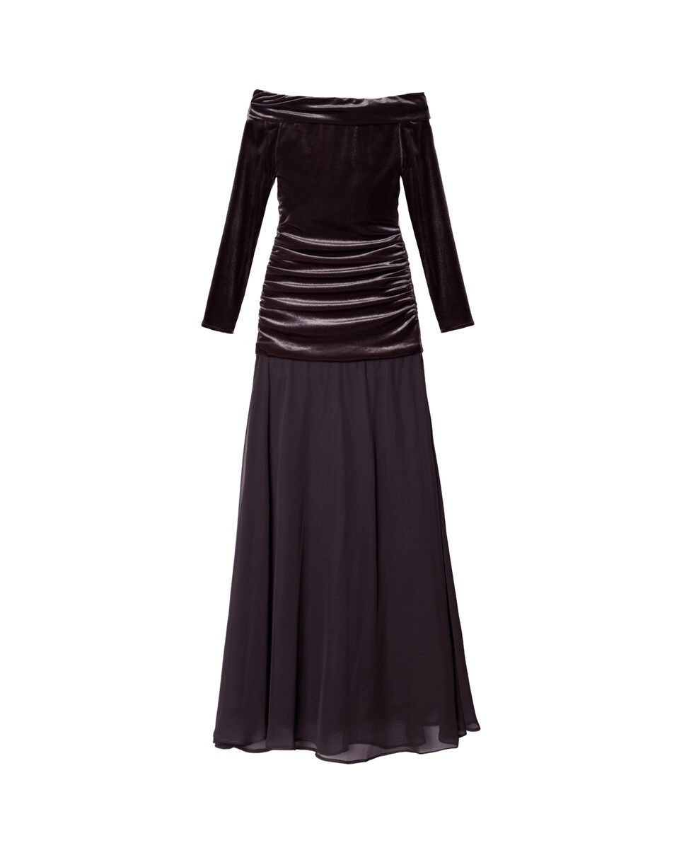 Vestido de Malha Elástica com Franjas e Corte Ajustado Castanho-5