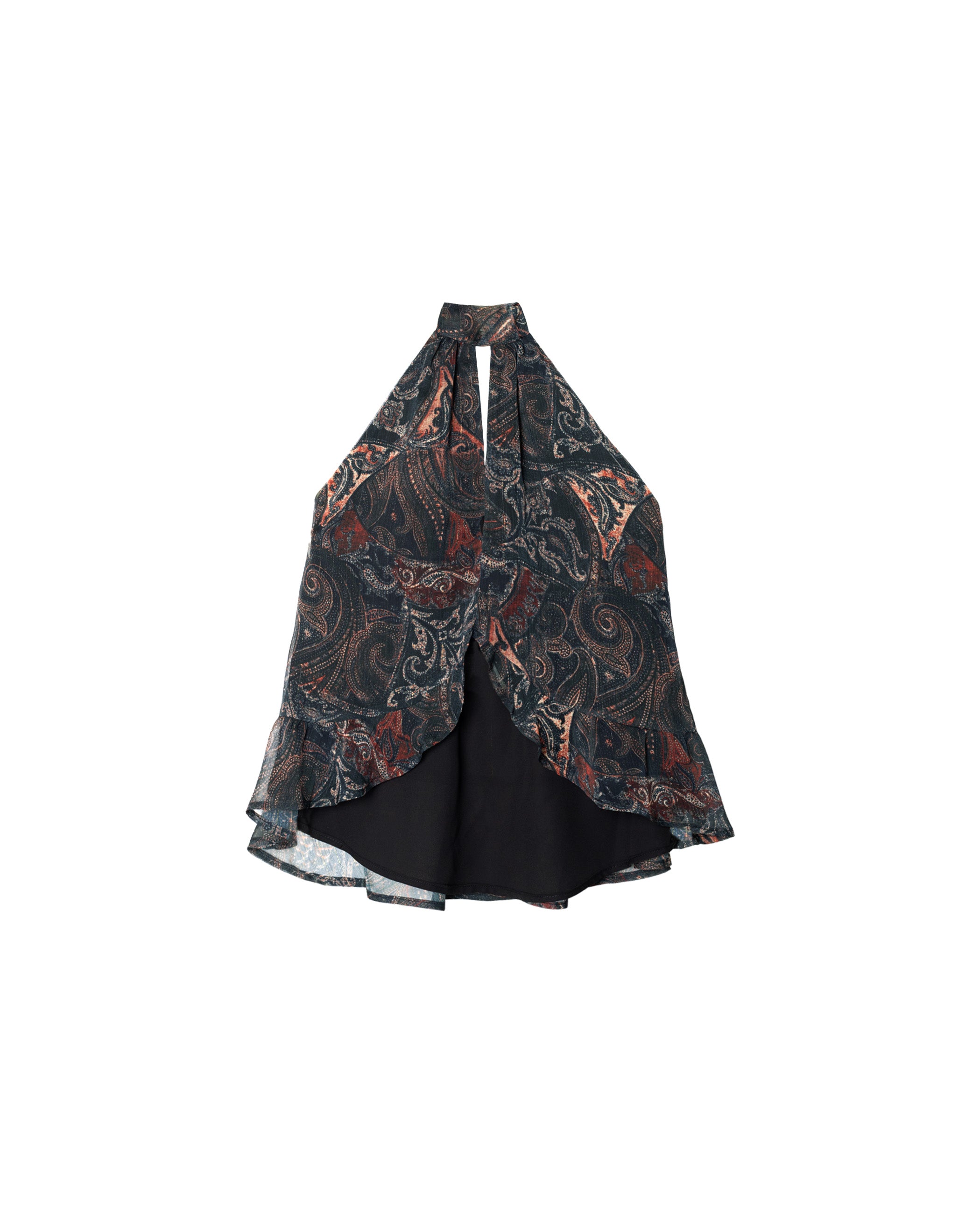 Blusa Aberta Por Diante com Folhos Azul-marinho-5