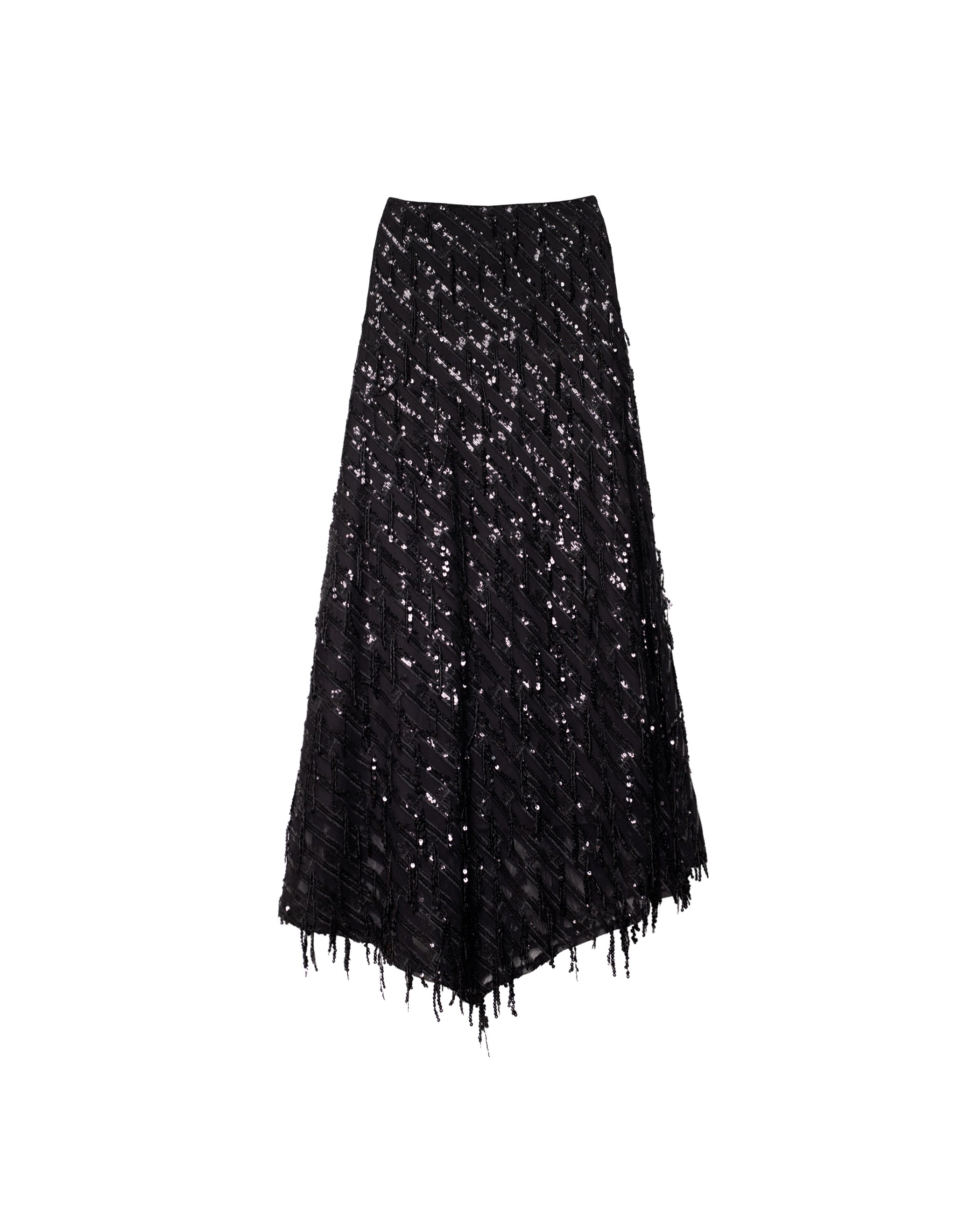 Saia Midi de Gase com Lantejoulas e Forro Prata-5