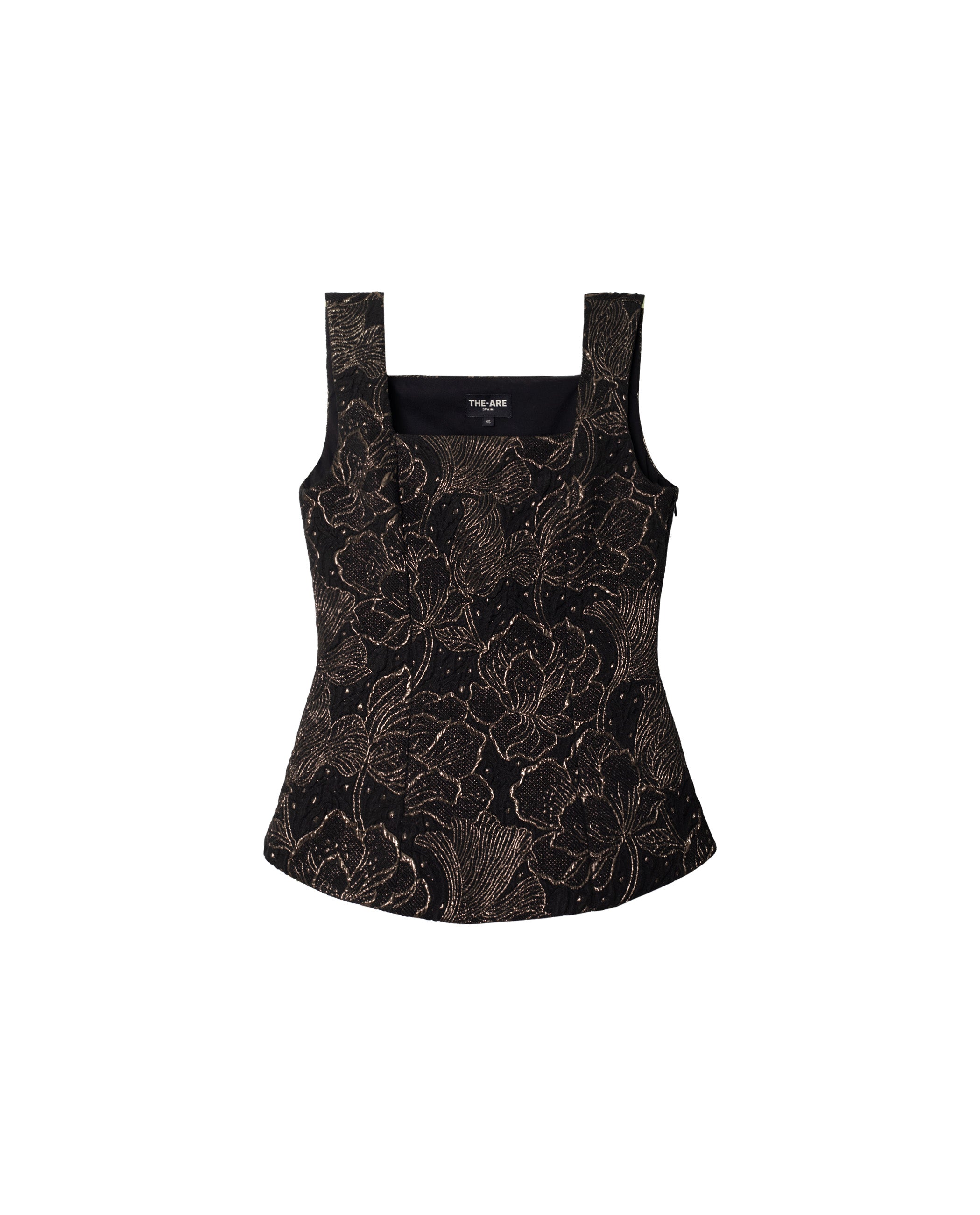 Top Estilo Corpetes de Alças com Brocado Ouro-5
