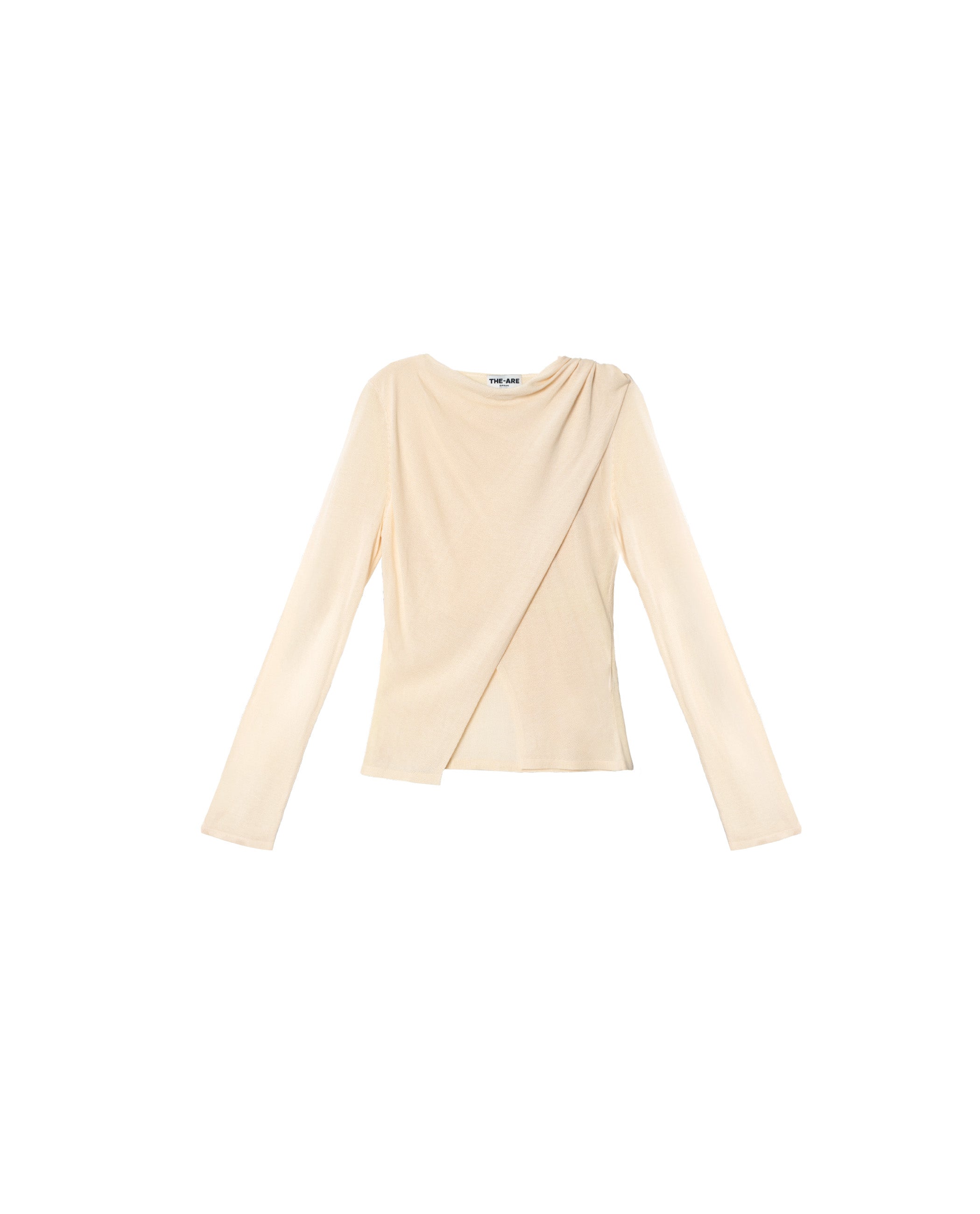 Camisola Fina com Écharpe Bege-5