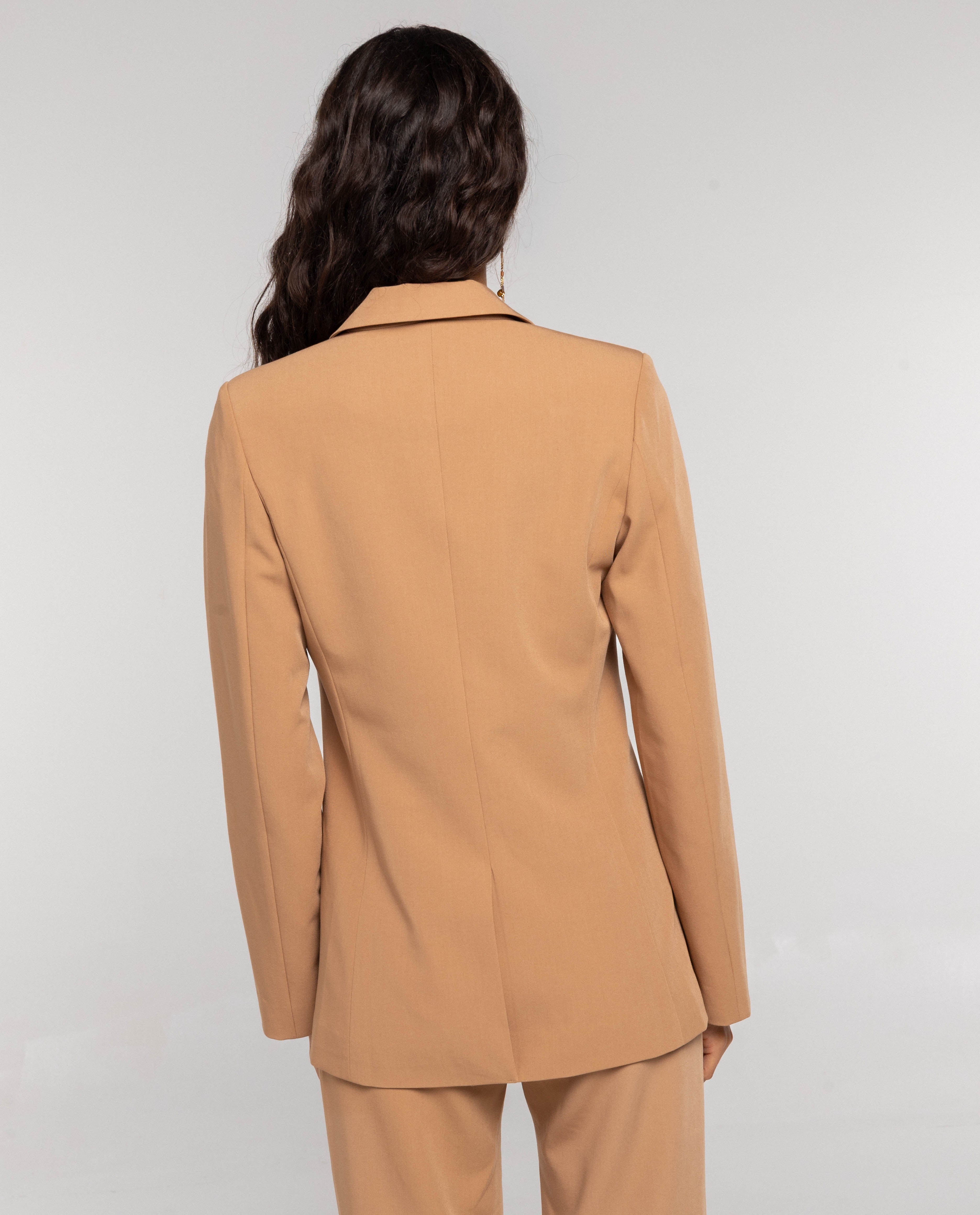 Blazer de Fato com Fecho de Fivelas Camel-2