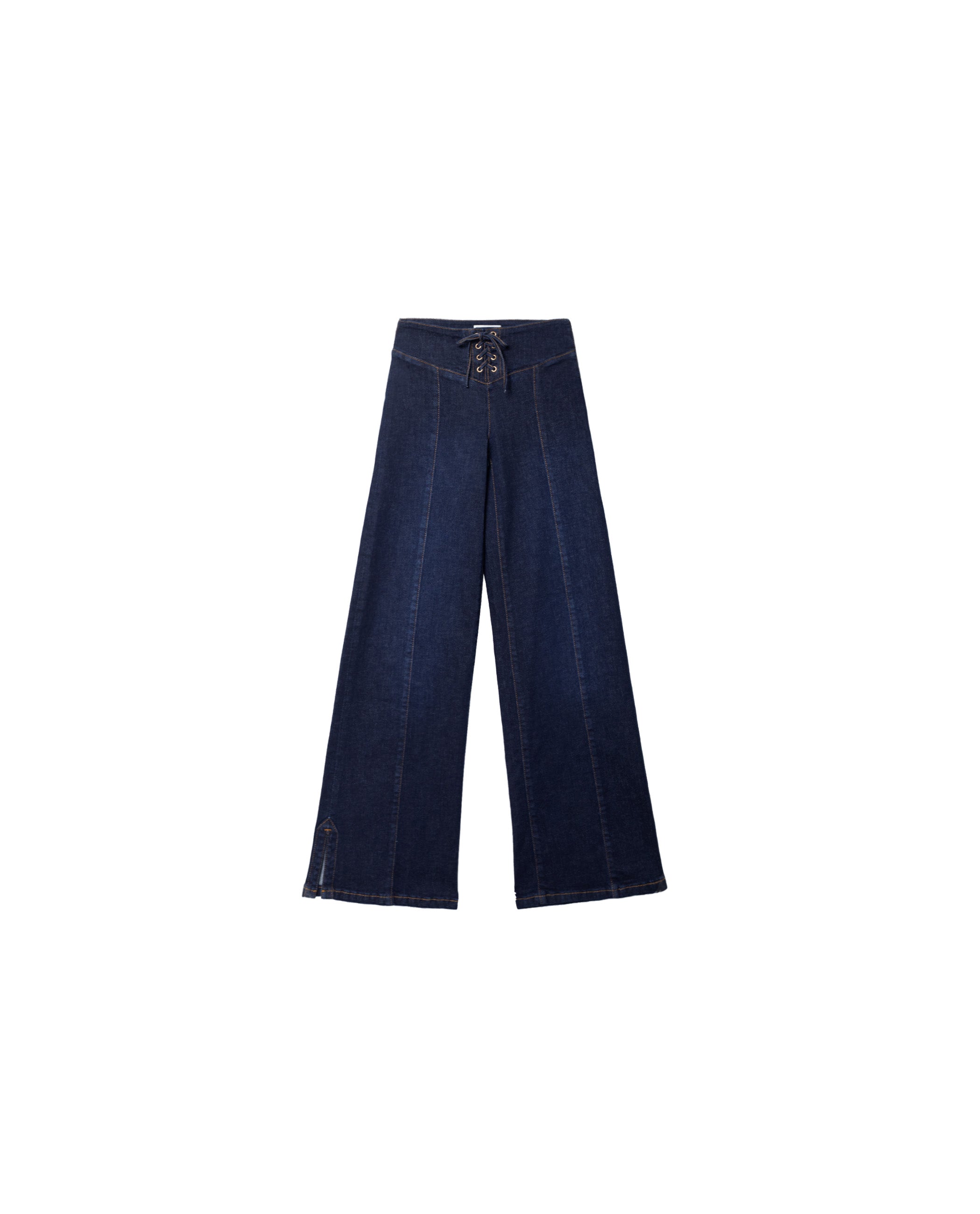 Calças Jeans À Boca de Sino Azul-marinho-5