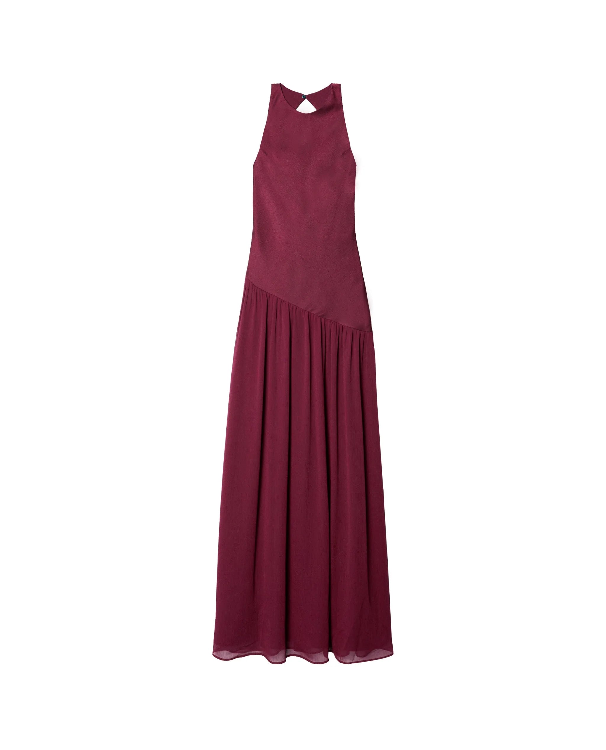 Vestido Comprido com Corte Assimétrico e Costas Descobertas Vermelho-5