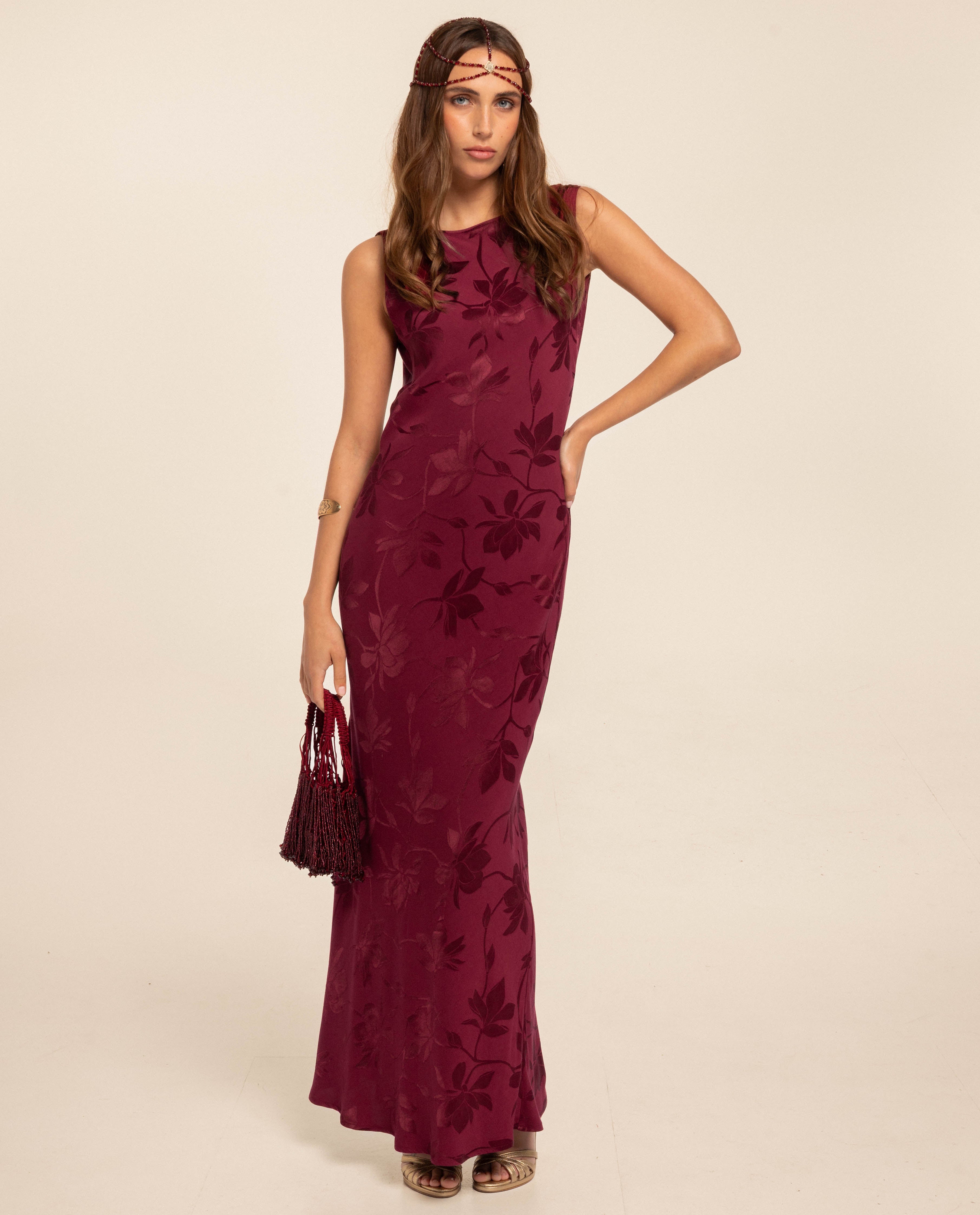 Imagem 0 de Vestido Comprido com Decote Drapeado nas Costas