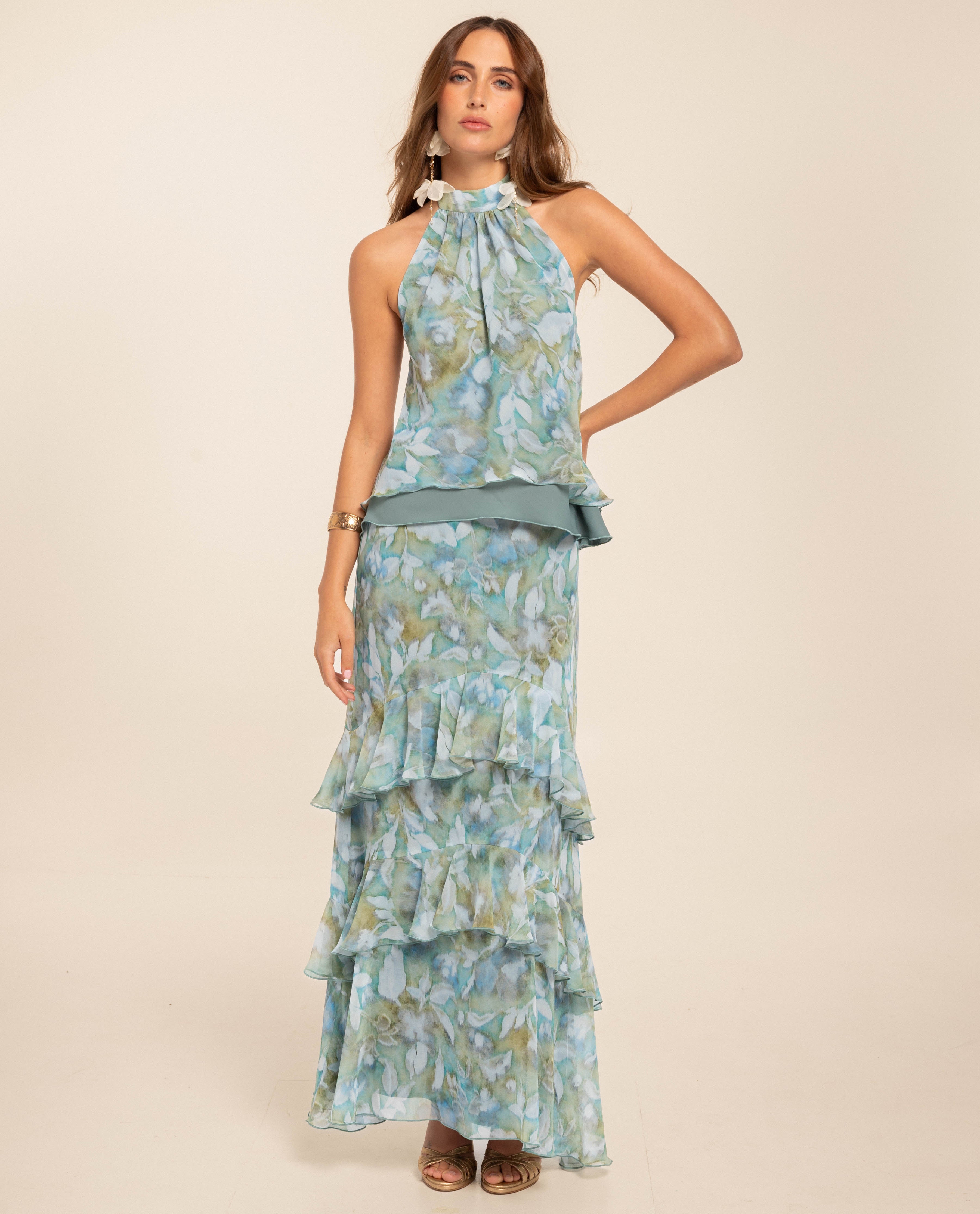 Blusa Halter com Laçada Azul-claro-4