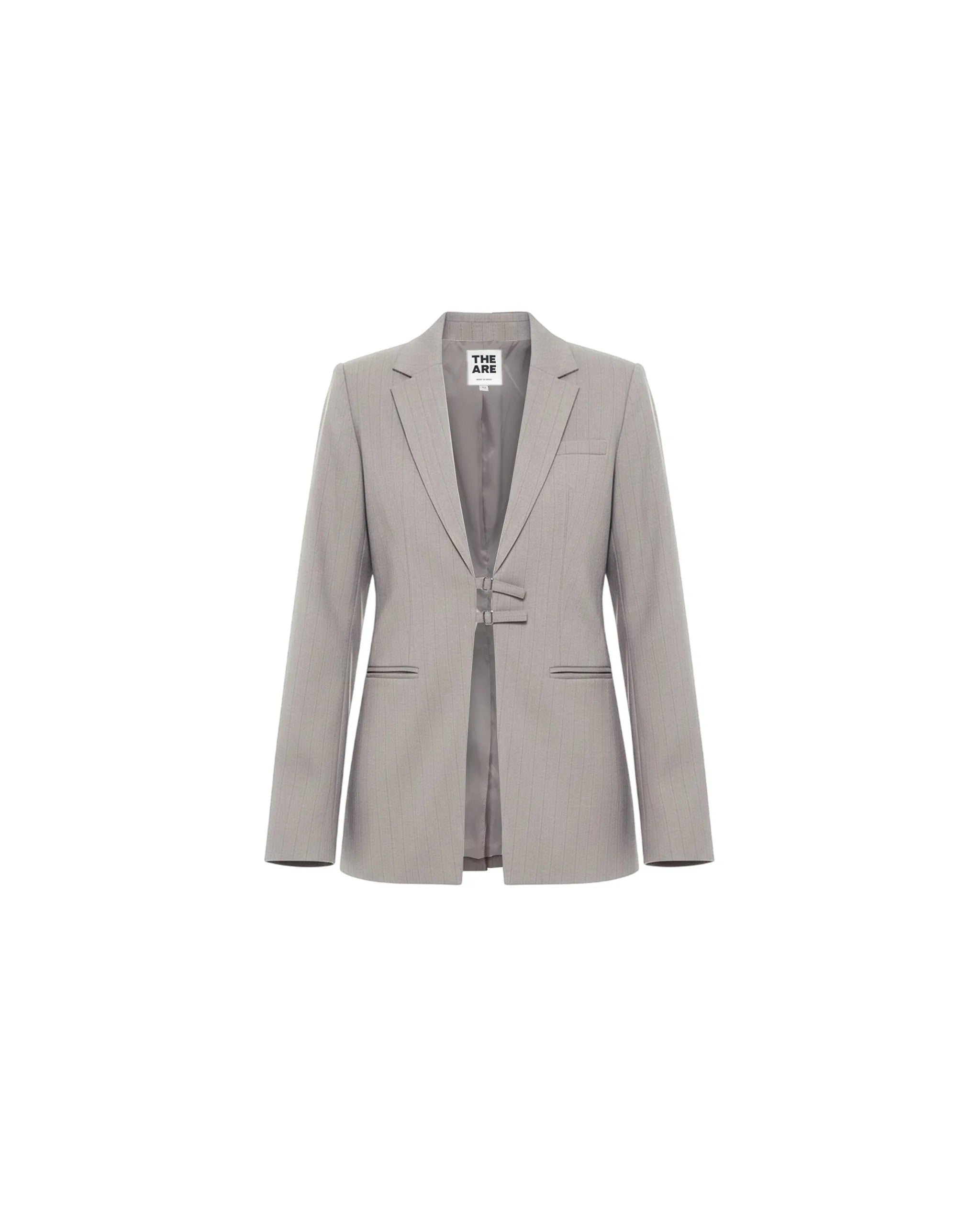 Blazer de Fato com Fecho de Fivelas Cinzento-6