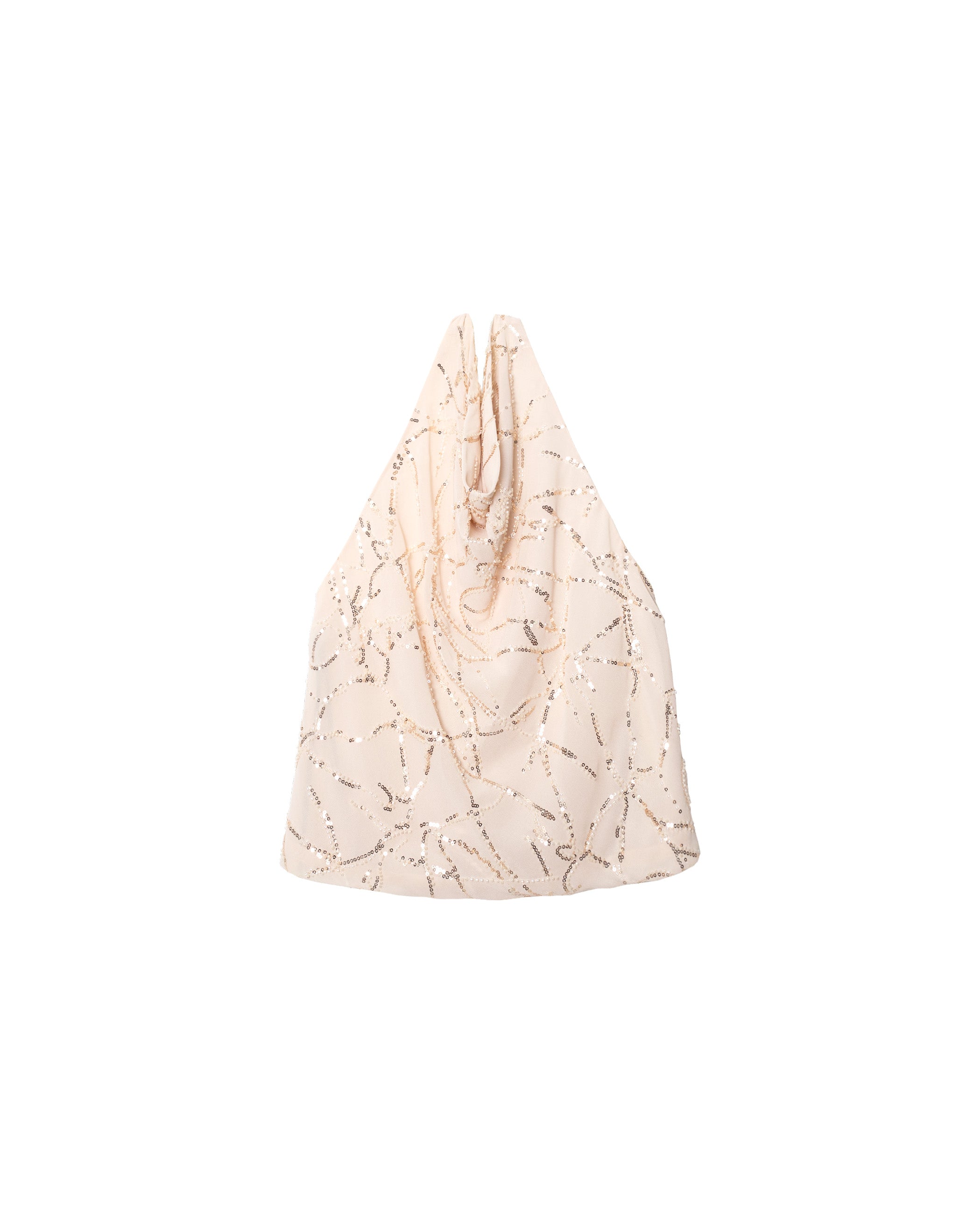 Blusa de Gase Bordada com Laçada na Gola Bege-5