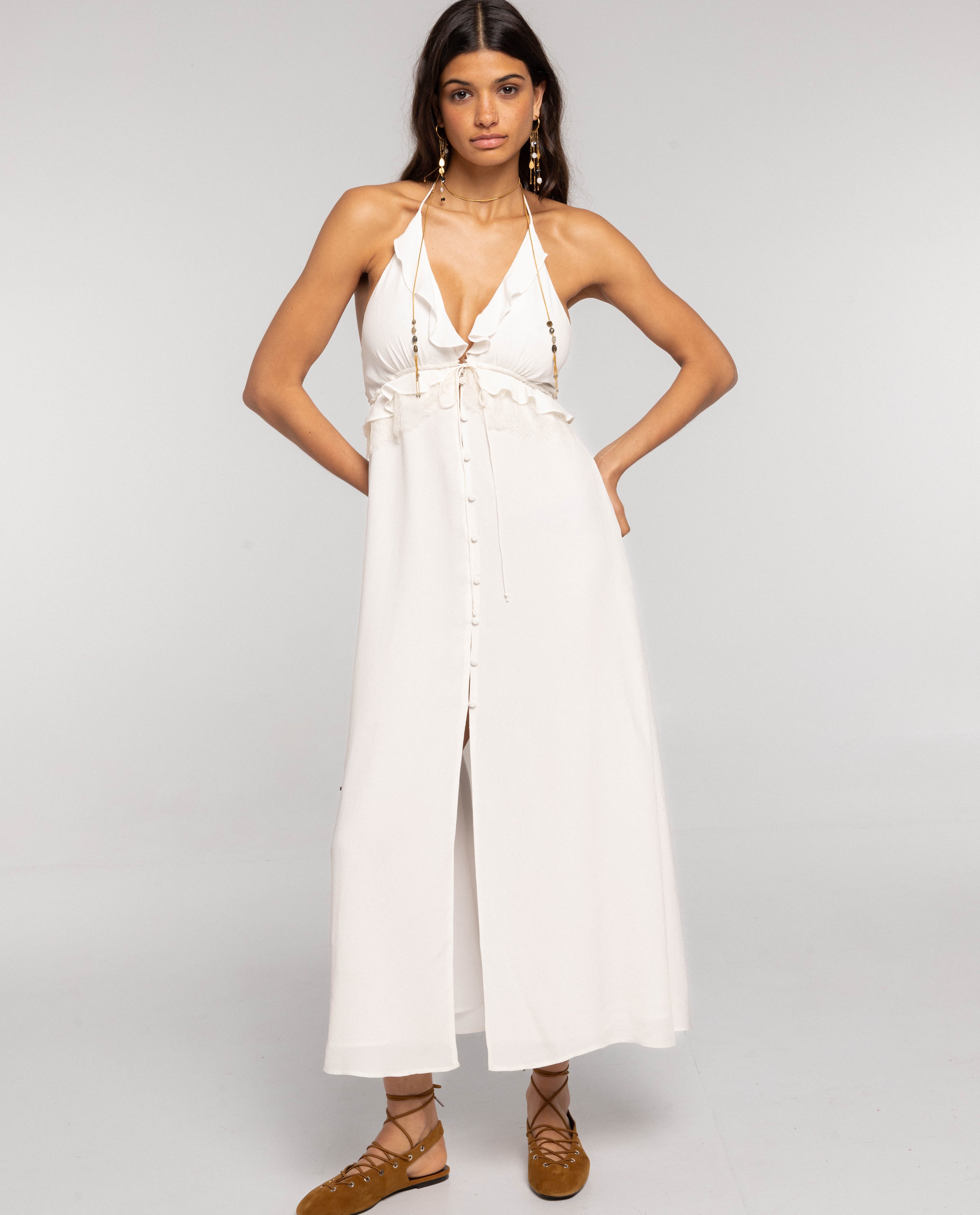 Vestido de Alças Multiposições Bege-2