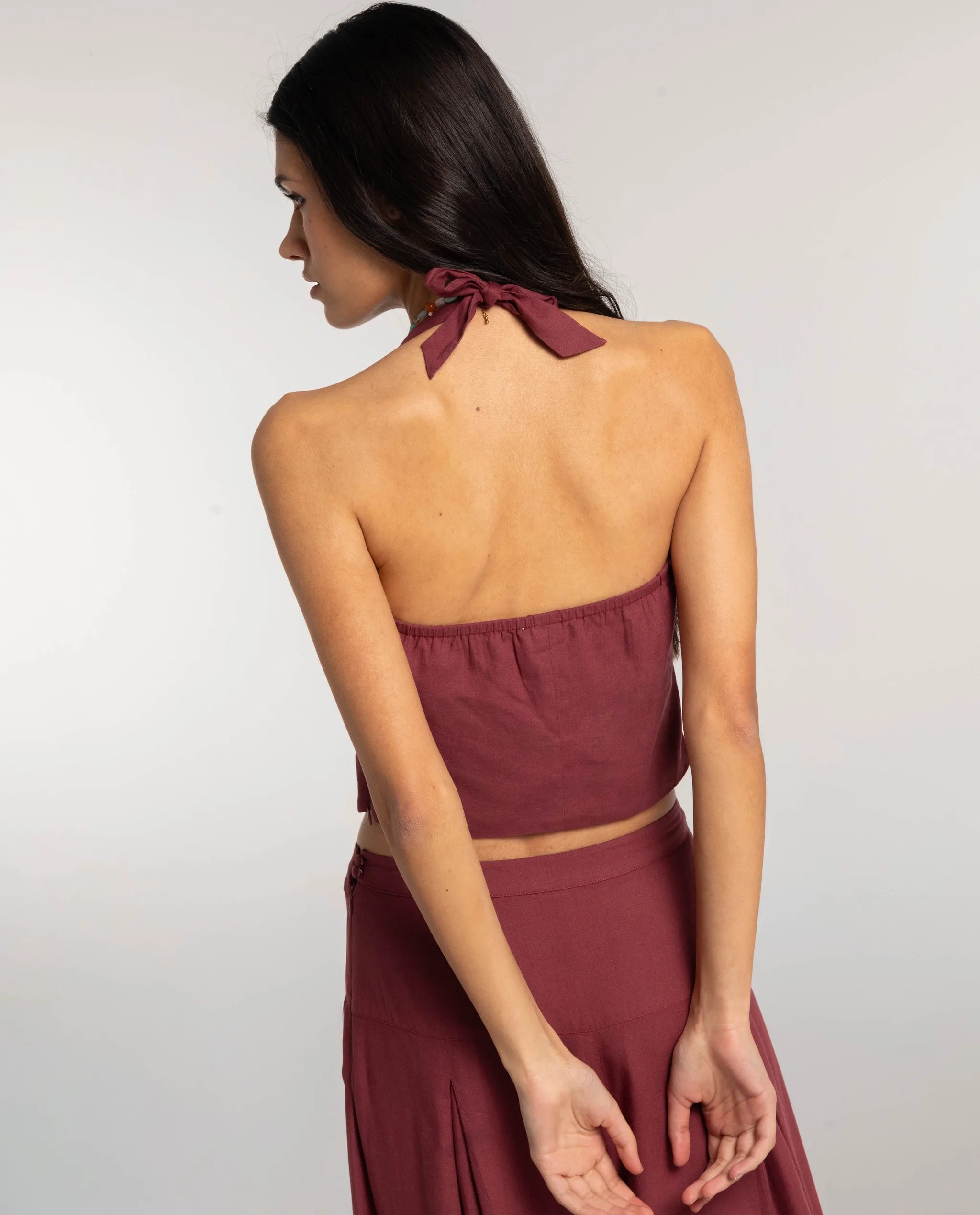 Top Halter com Laçada na Gola Roxo-2