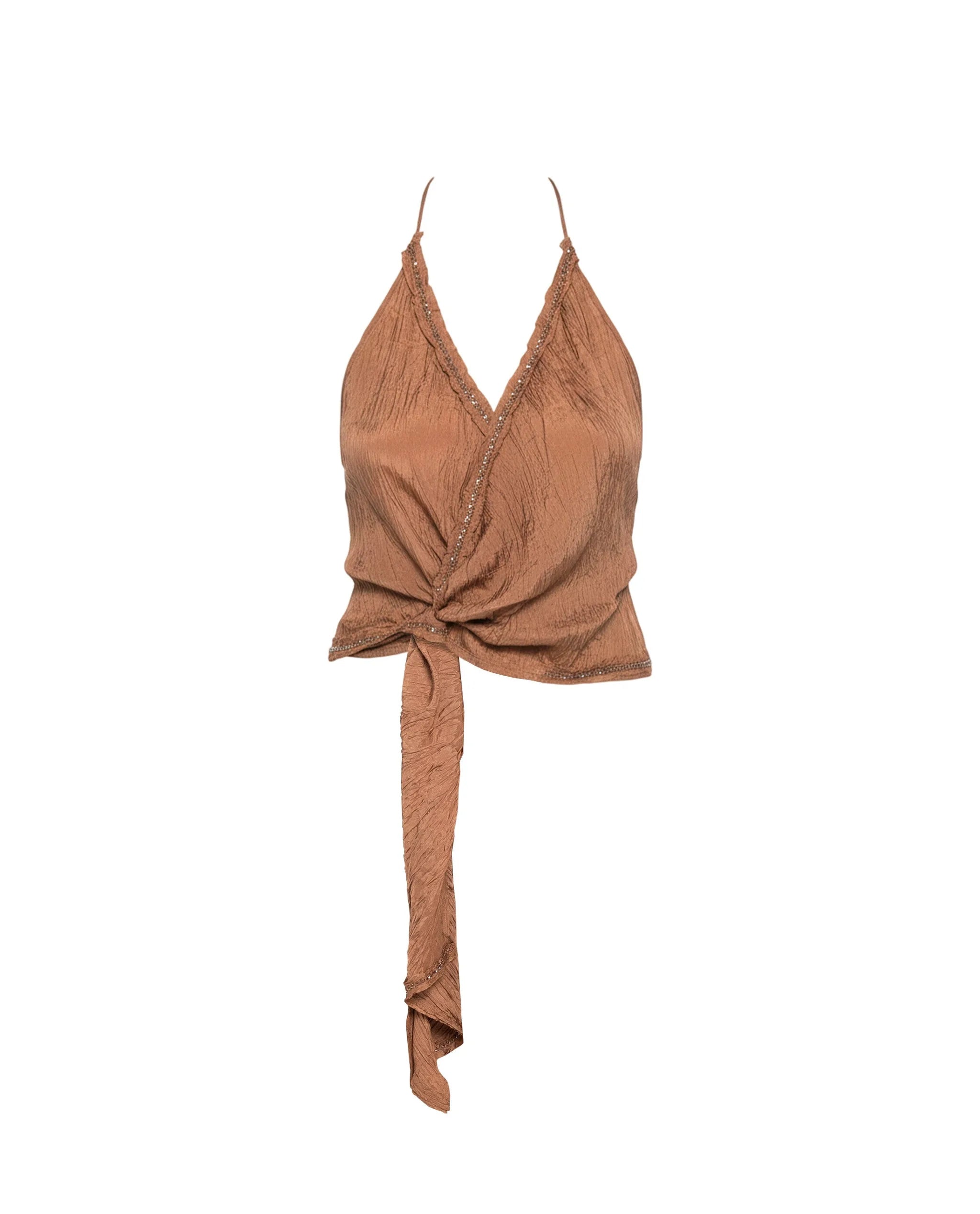 Blusa Cruzada com Bordados e Pedras Cru-5