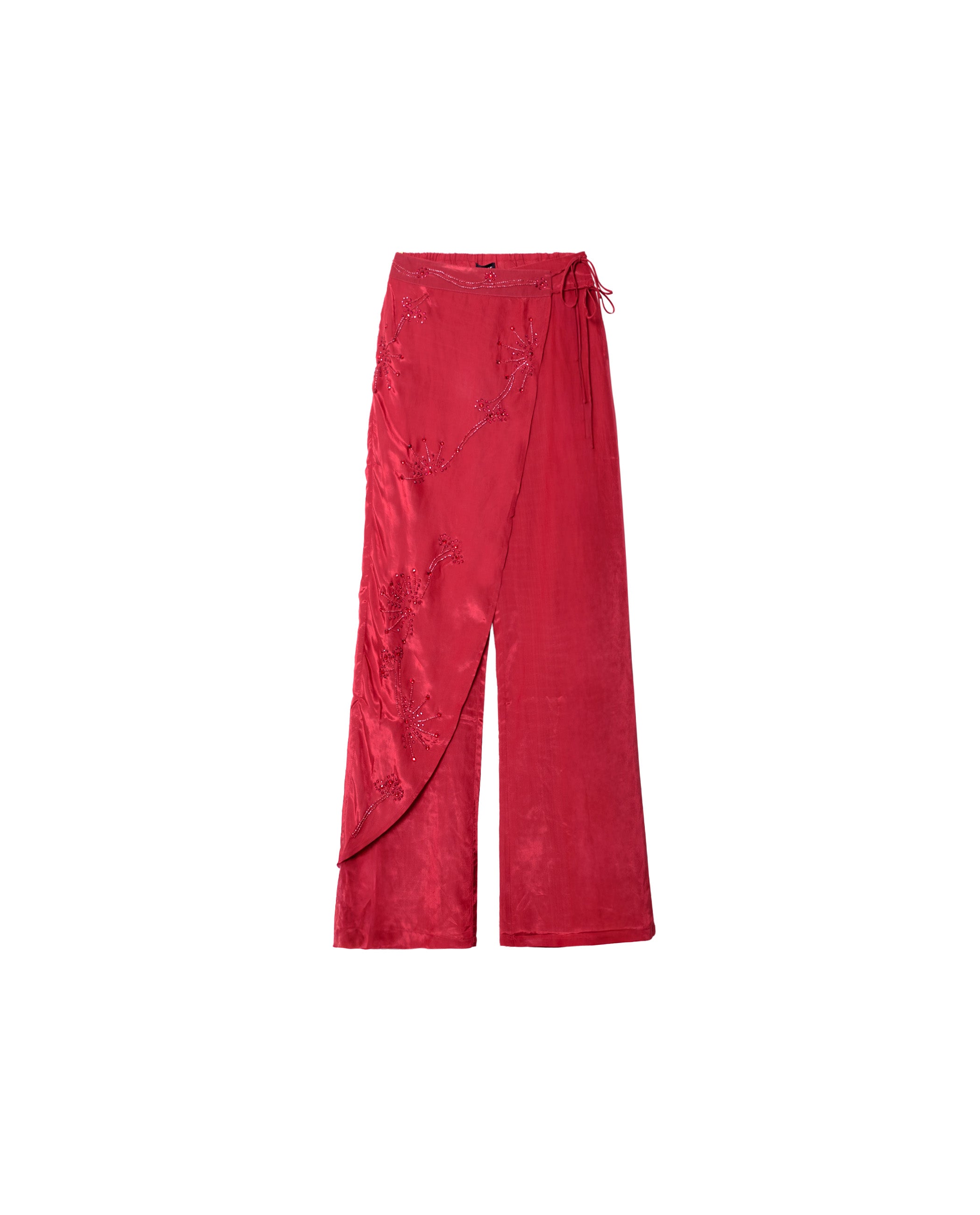 Calças Formais com Sobrecapa Bordada com Pedras Laranja-5