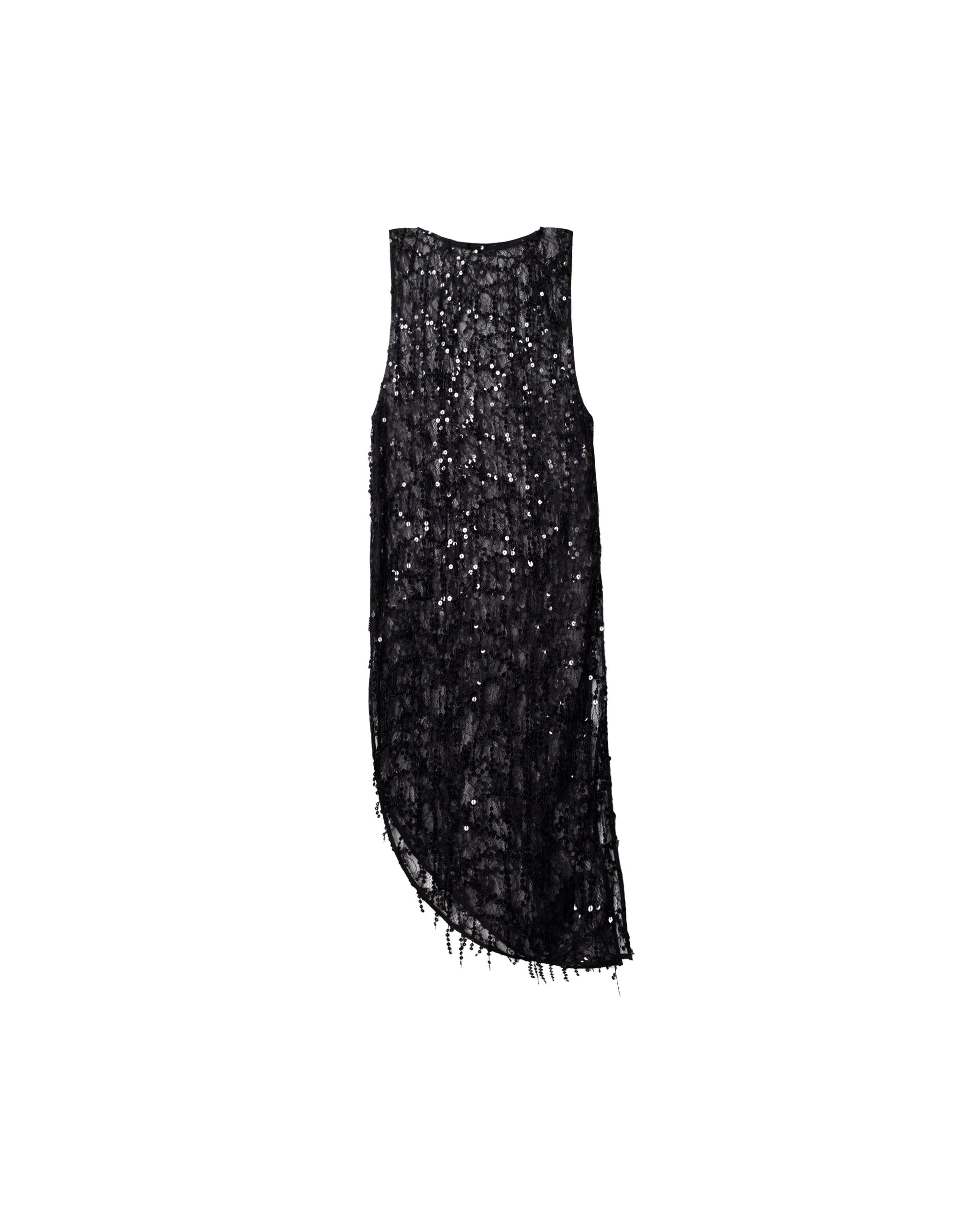 Blusa sem Mangas de Lantejoulas Preto-5