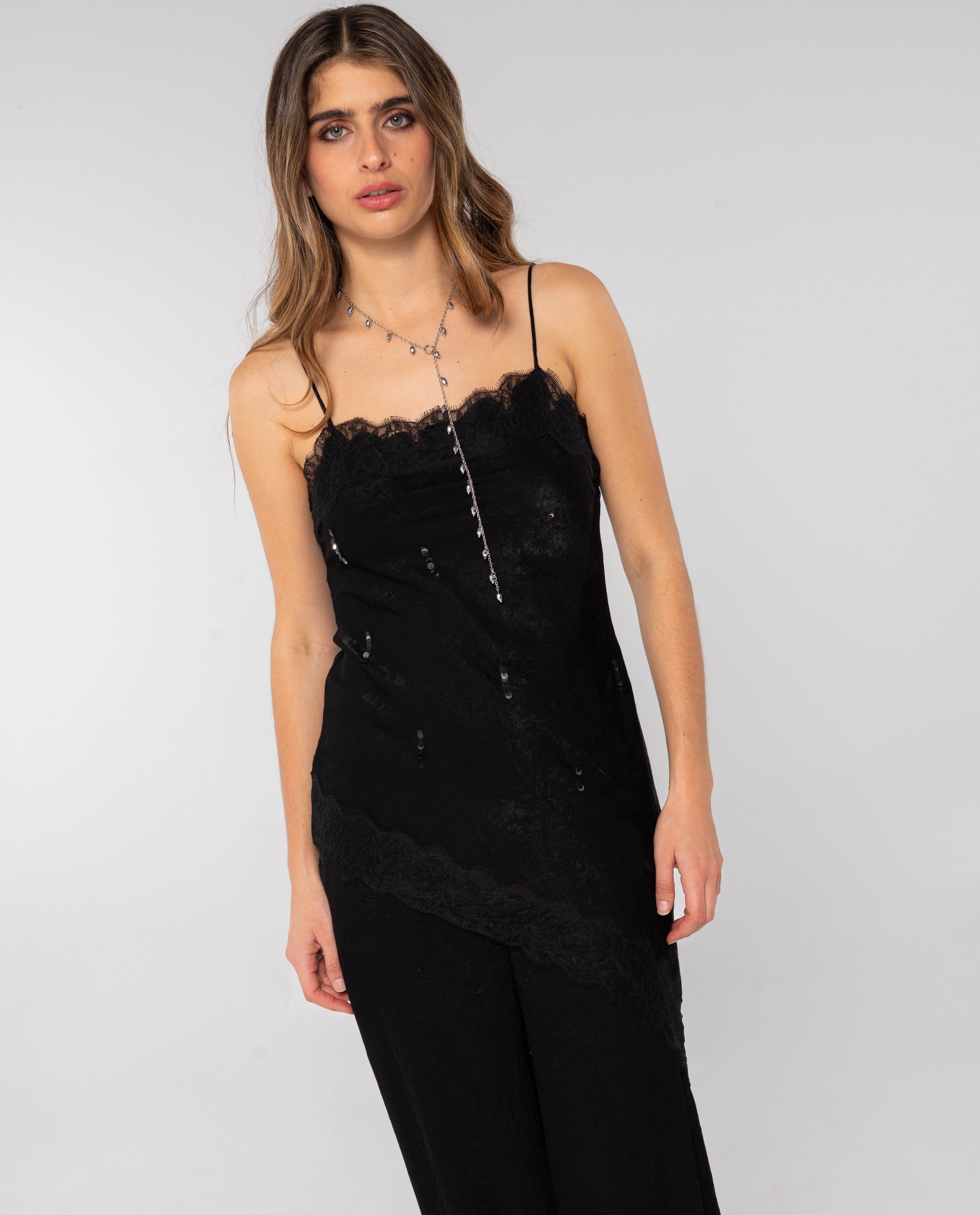 Top de Renda com Encaje e Alças Preto-1