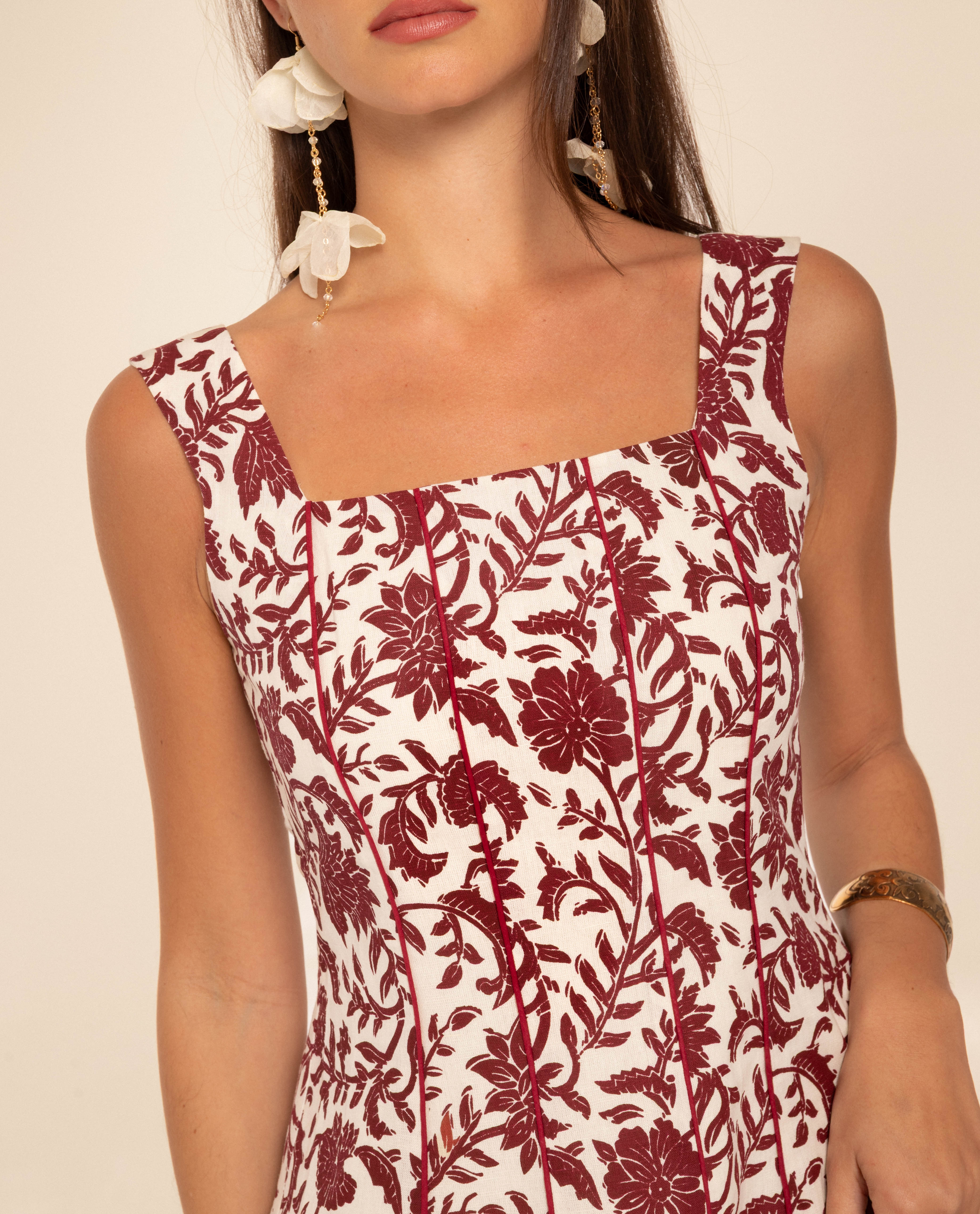 Top Estilo Corset de Alças com Linho Branco-3