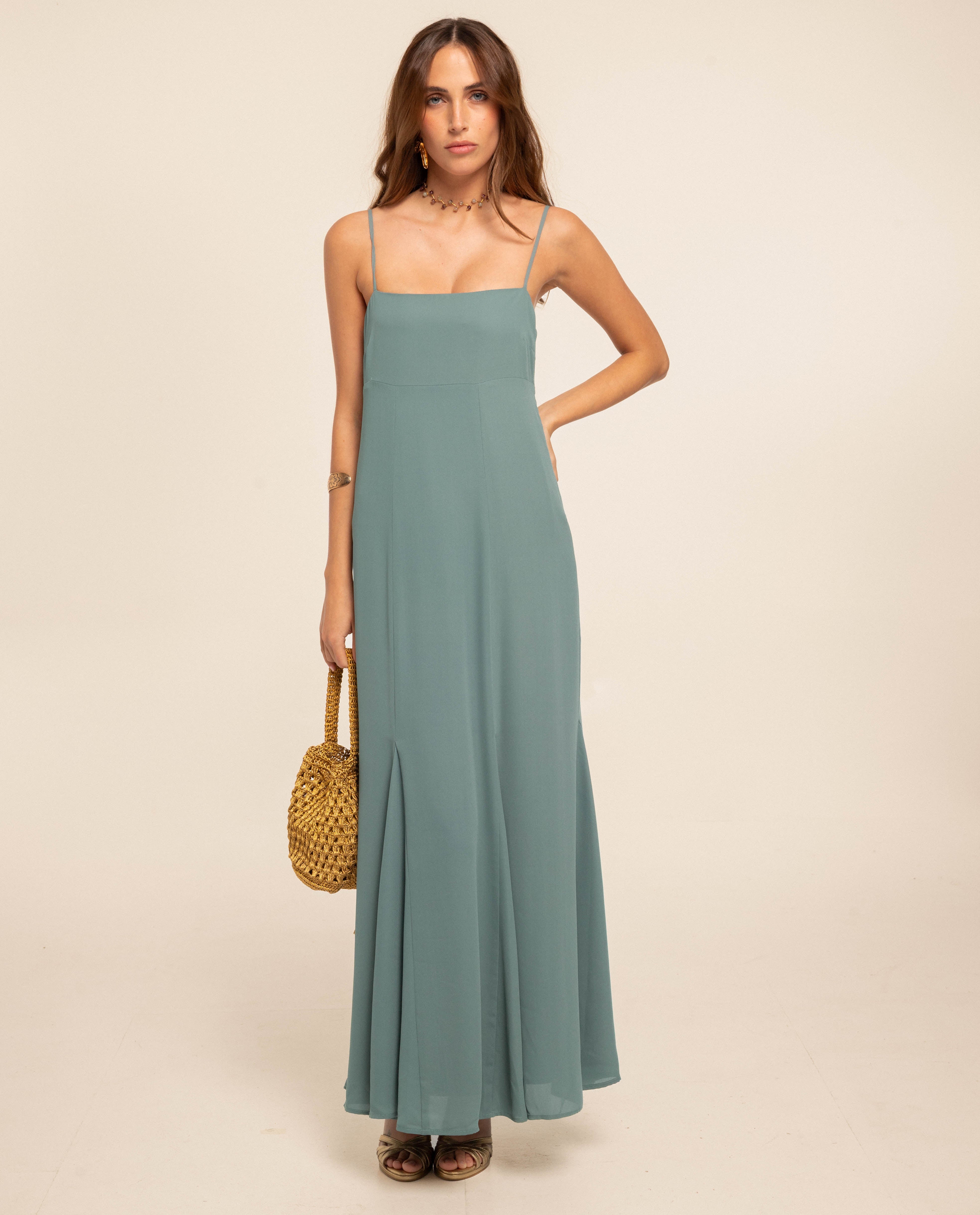 Imagem 0 de Vestido Midi de Corte Império com Alças