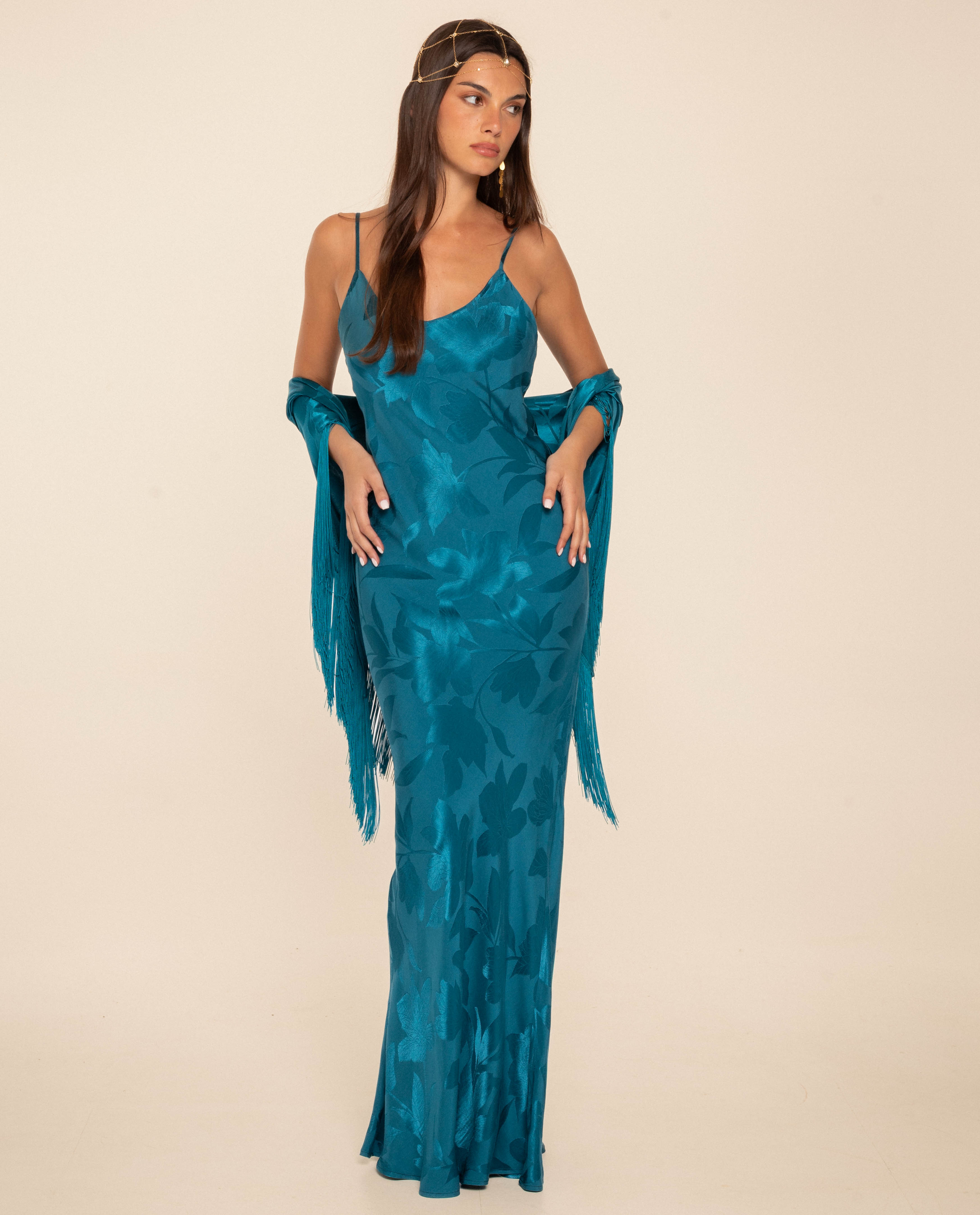 Imagem 0 de Vestido Comprido Interior de Alças e Decote em V