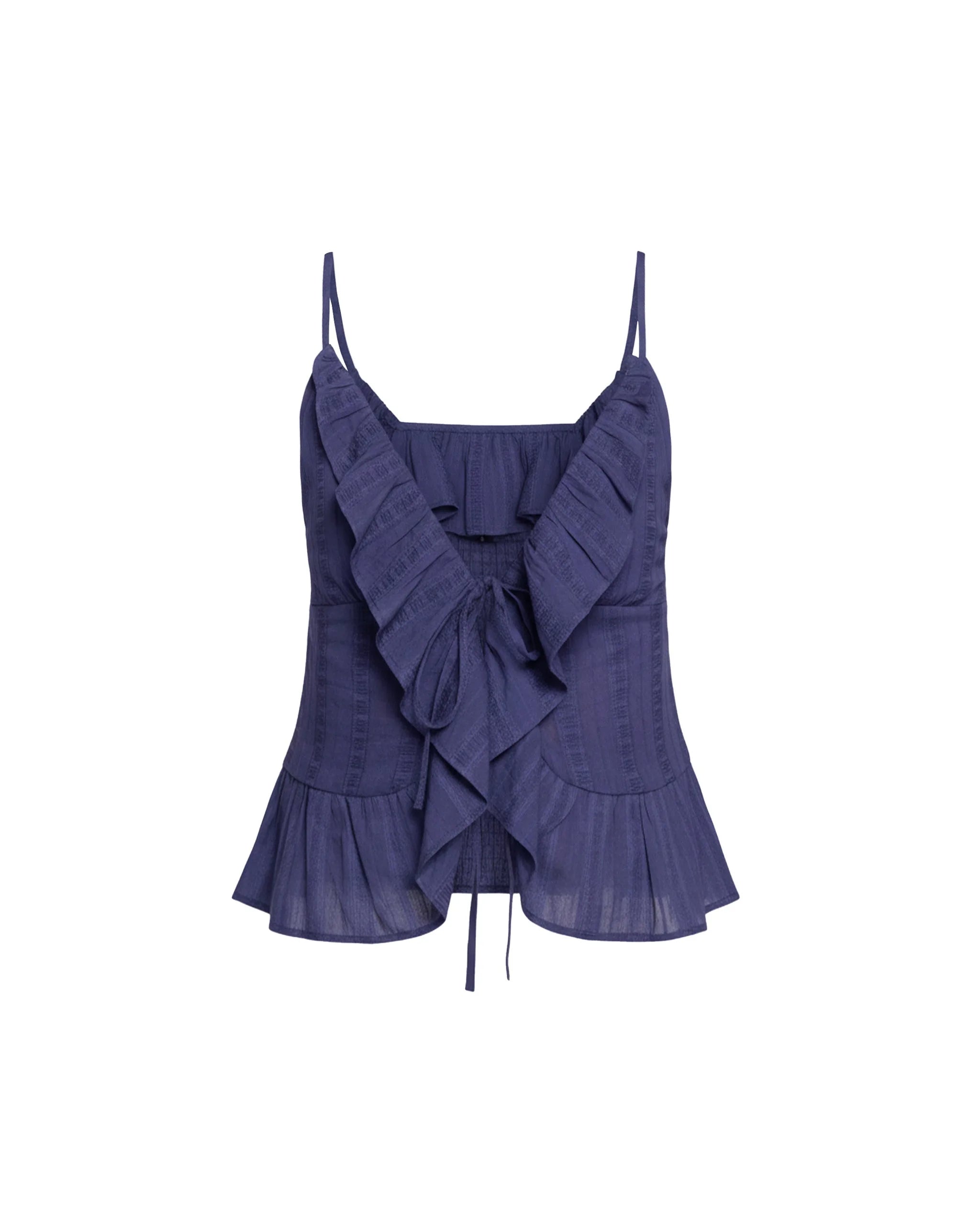 Top de Alças com Laçadas Frontais Azul-5