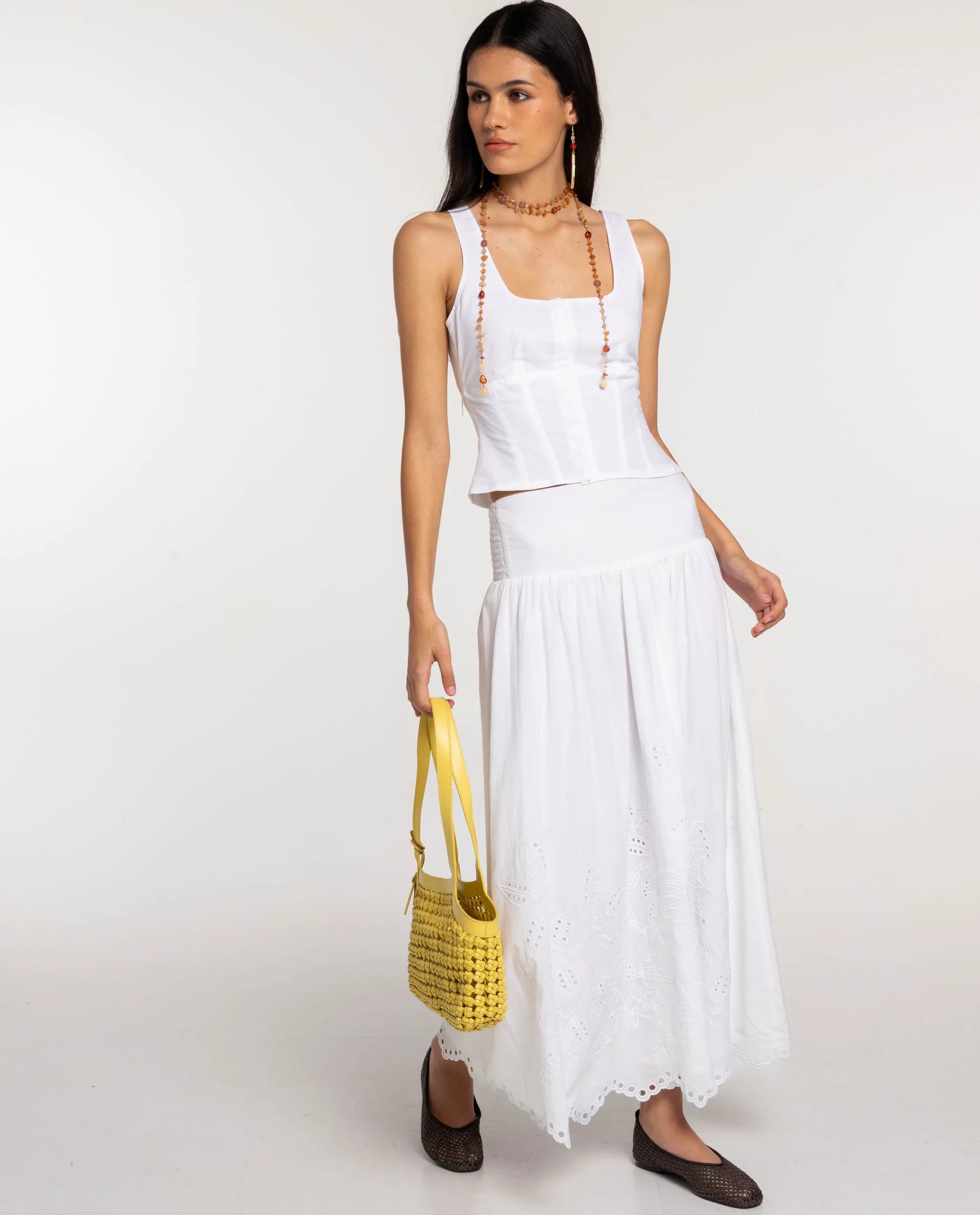 Top Branco de Alças em Algodão Branco-4