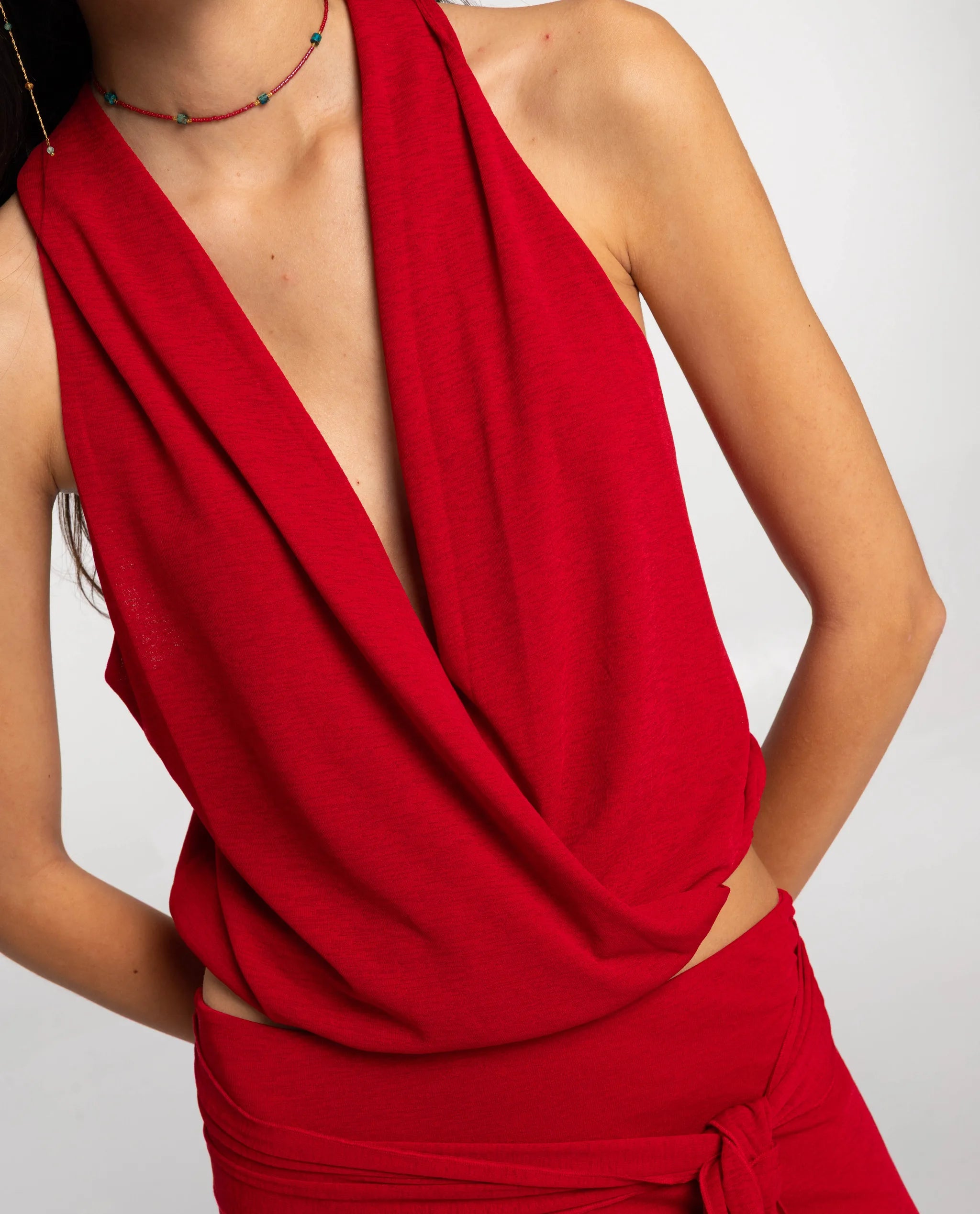 Top Fluido com Decote Cruzado Vermelho-3