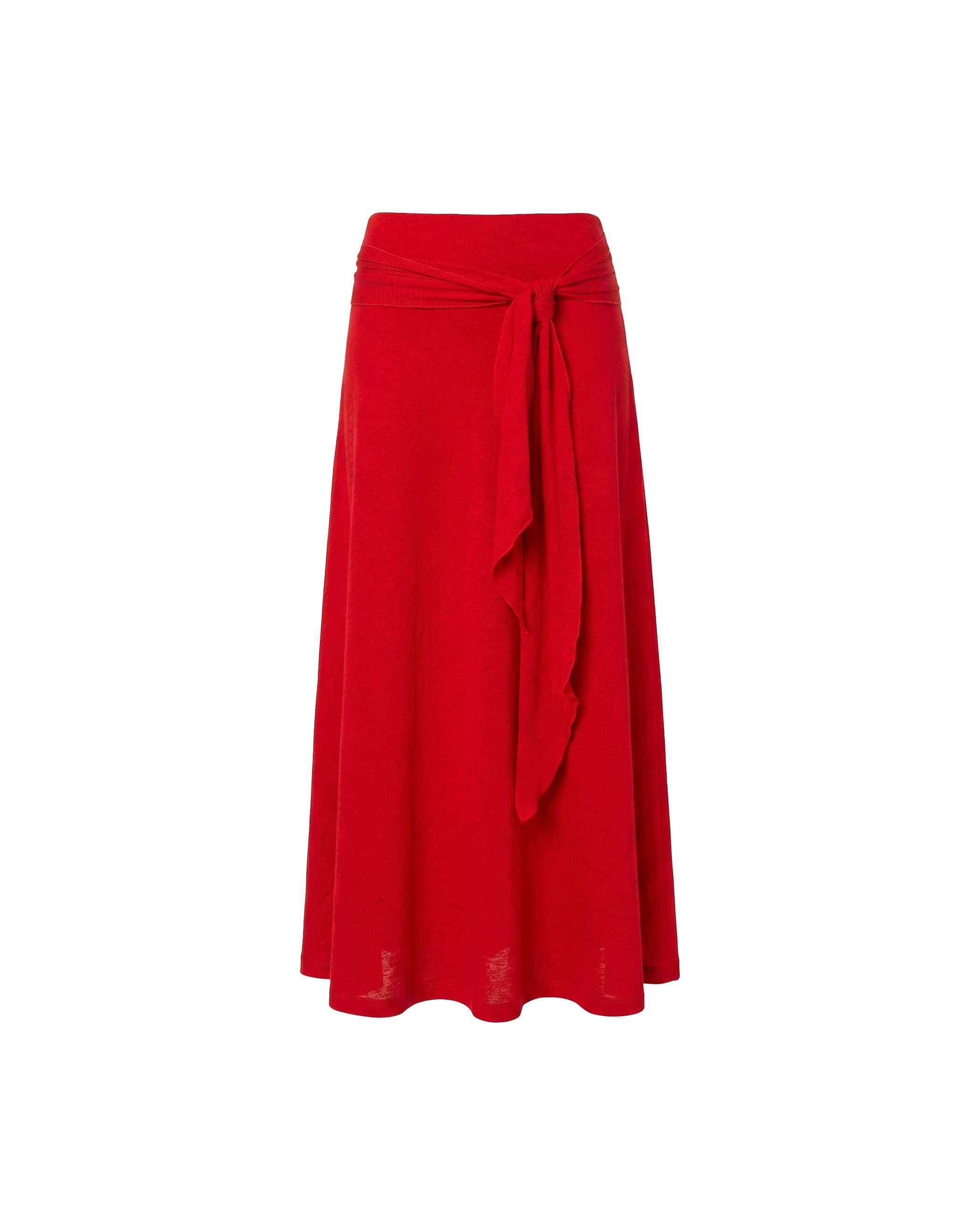 Saia Comprida Vermelha com Cinto e Laçada Vermelho-5