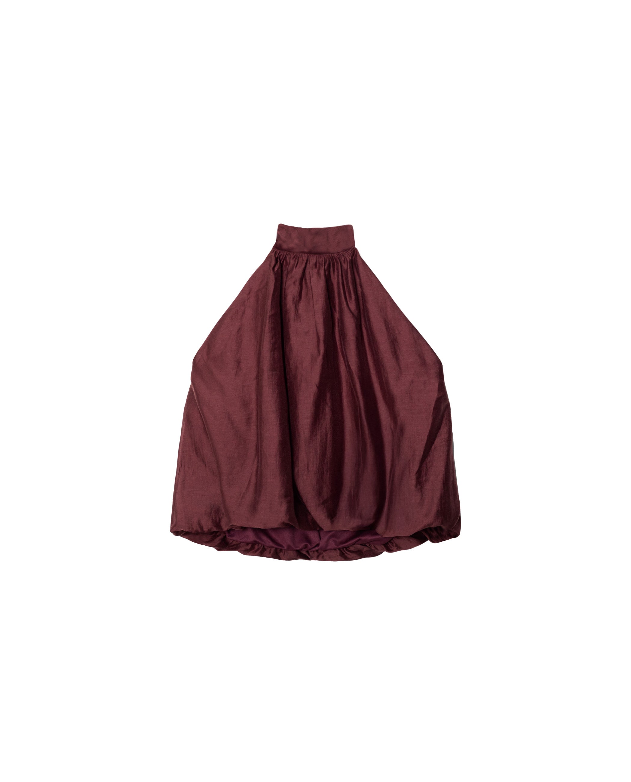 Blusa de Gola Halter e Bainha Abalonada Bordeaux-5