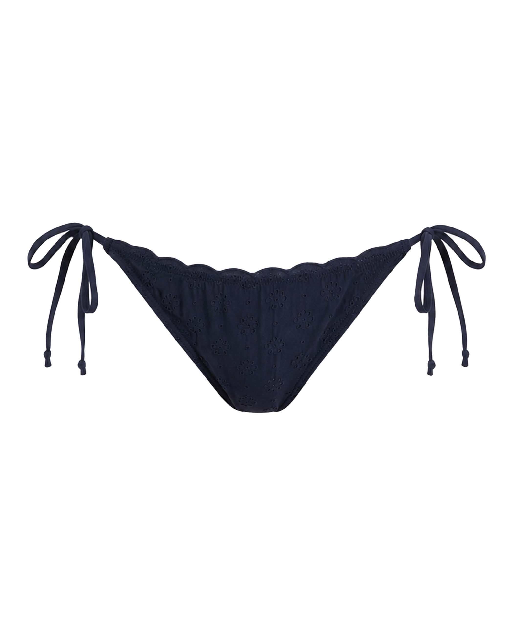 Cueca de Biquíni com Laçada Ajustável e Tecido Perfurado Azul-índigo-5