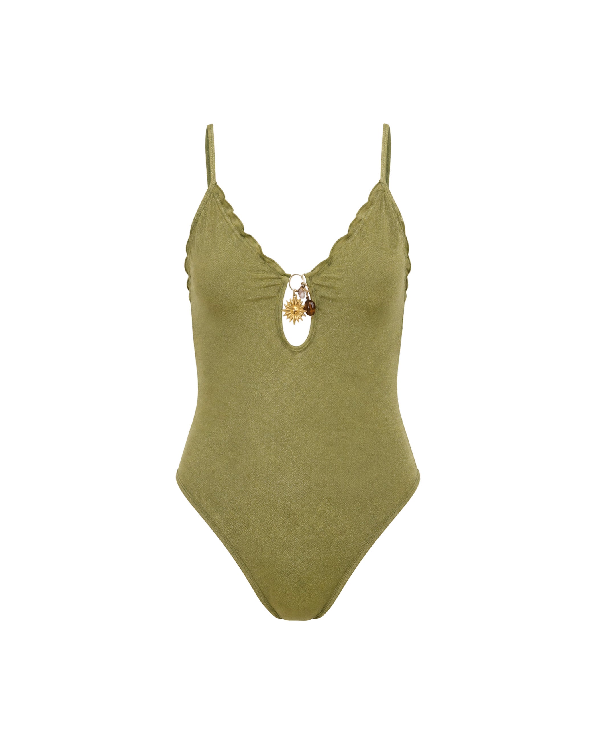 Fato de Banho de Lurex com Alça Fina Verde-claro-5