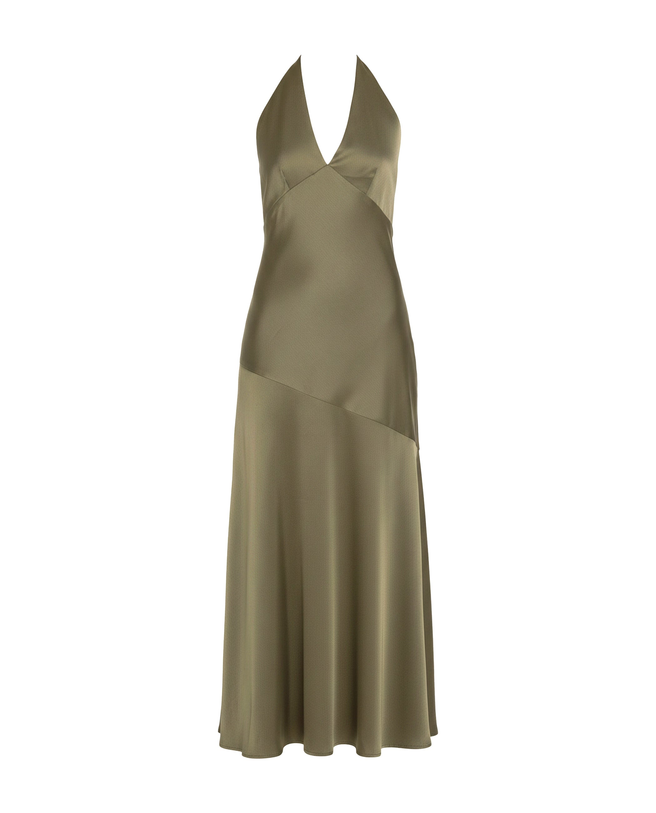 Vestido Midi com Decote Halter e Laçada Verde-5