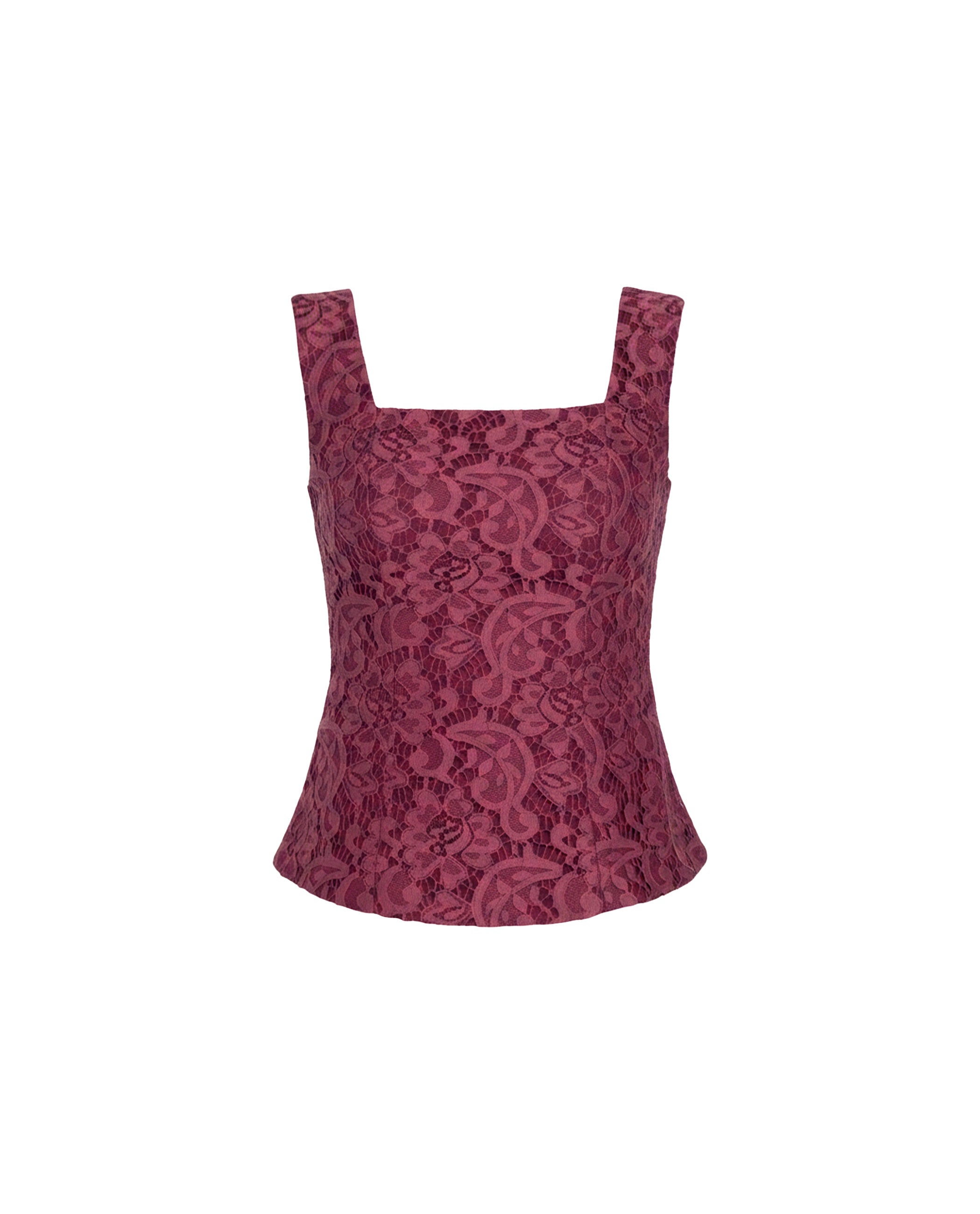 Top de Alças com Renda Bordeaux-5
