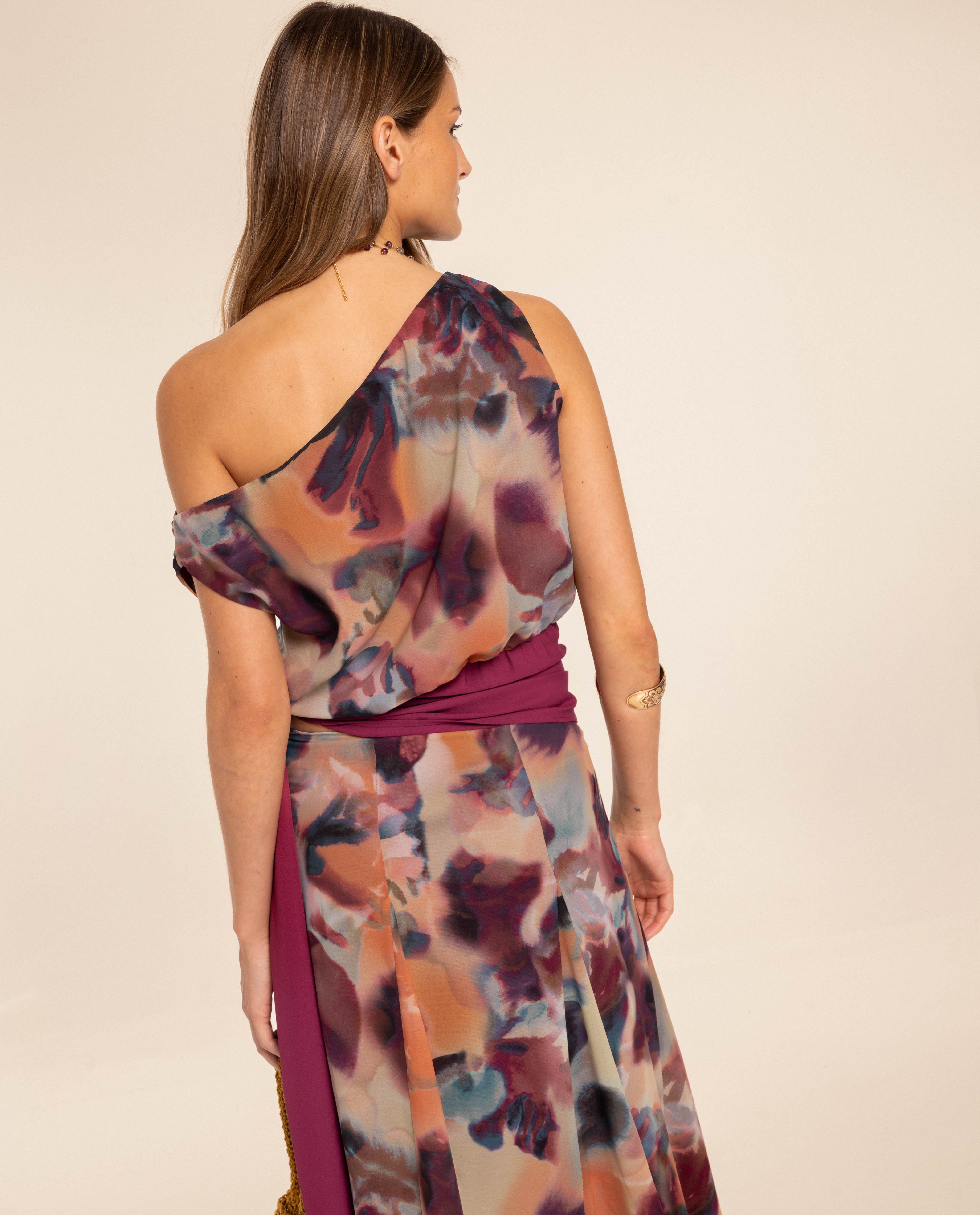 Blusa Assimétrica com Cinto Multicolor-2