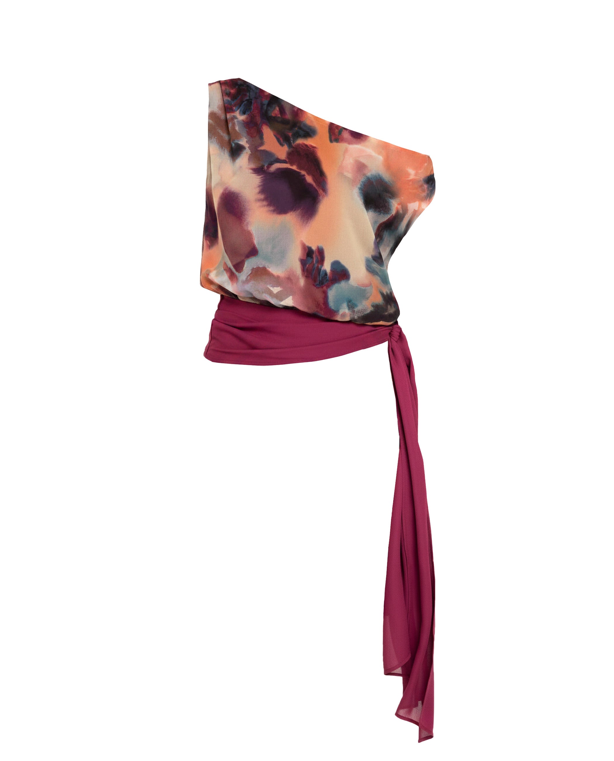 Blusa Assimétrica com Cinto Multicolor-5