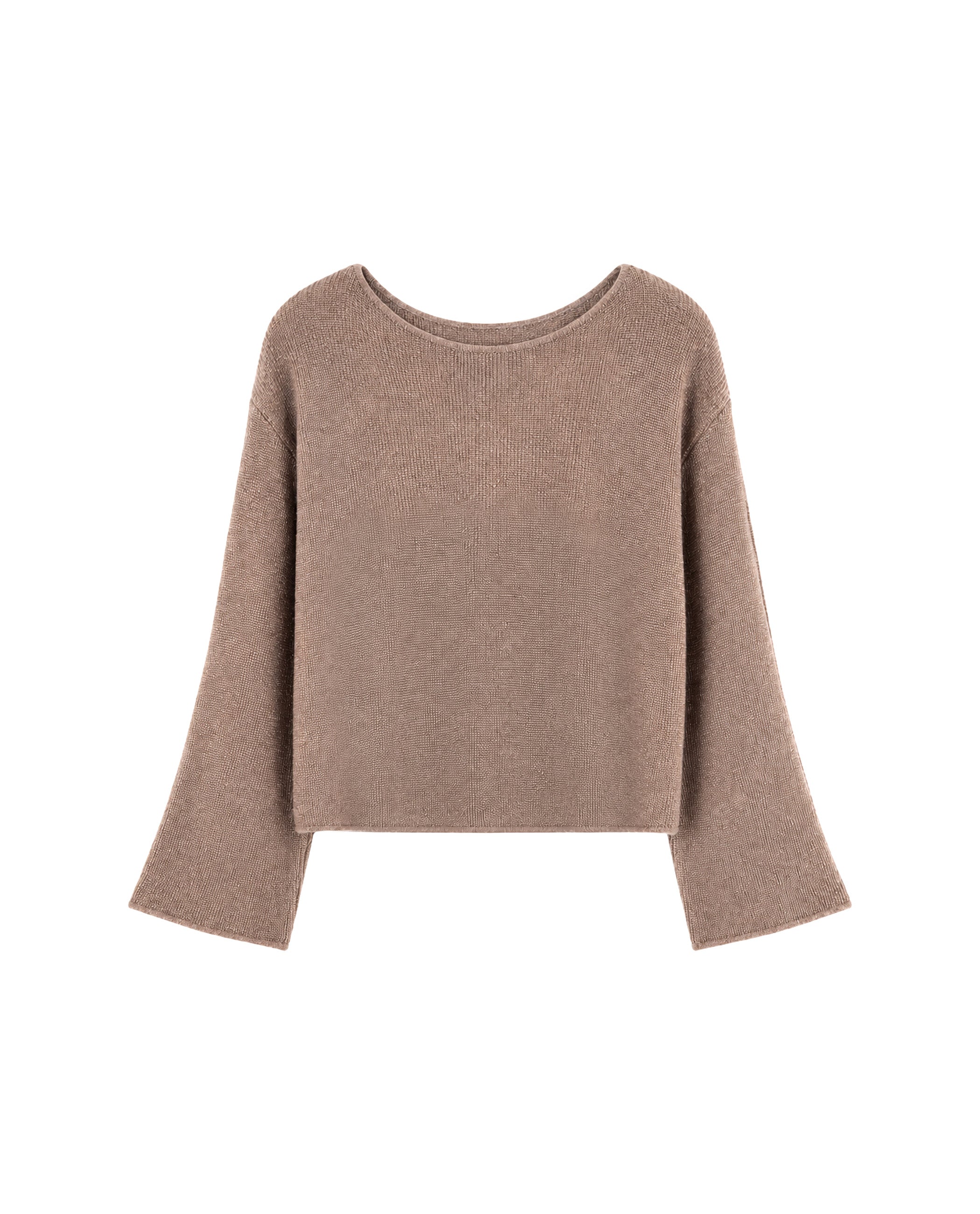 Camisola de Malha Leve com Fio Metalizado e Manga À Boca de Sino Cinzento-claro-5
