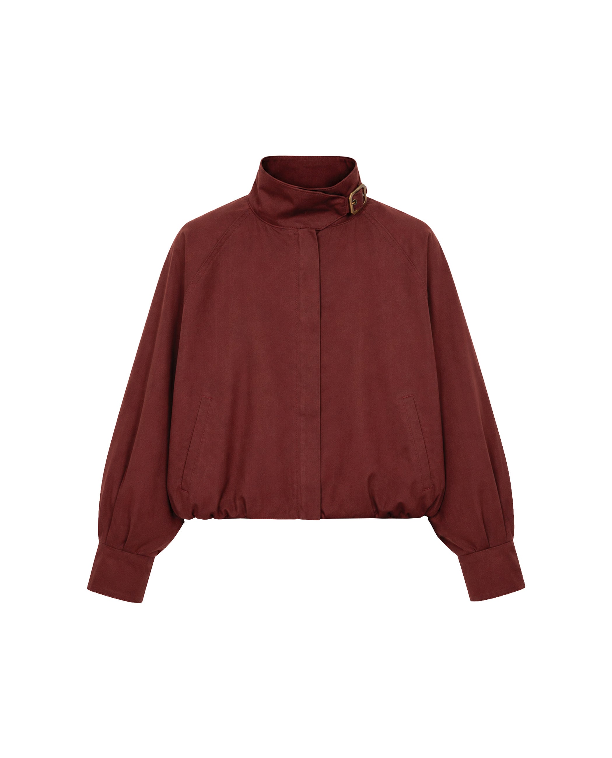 Blusão Bomber com Gola Alta Castanho-5