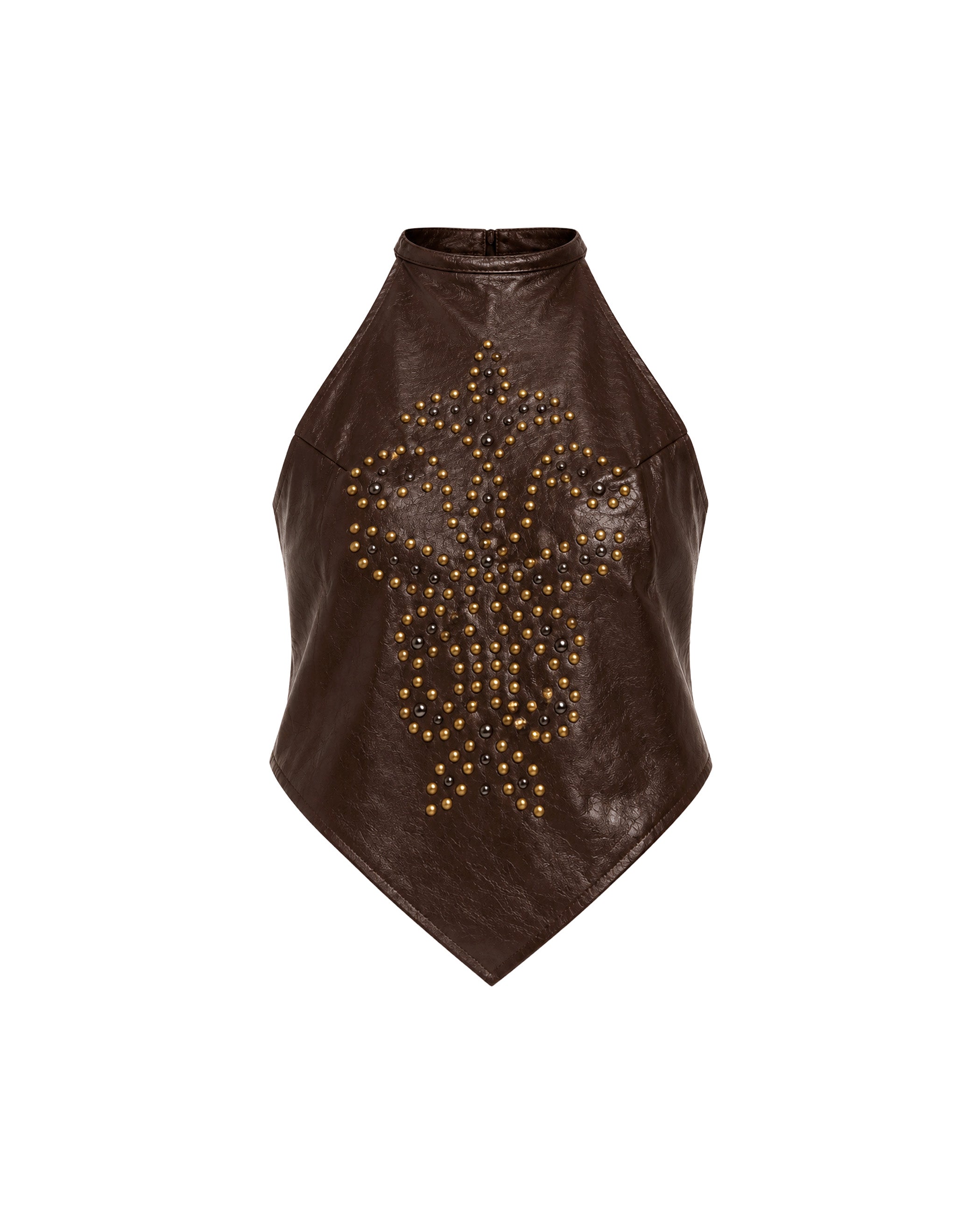 Top Halter de Polipele com Tachas Ouro-6