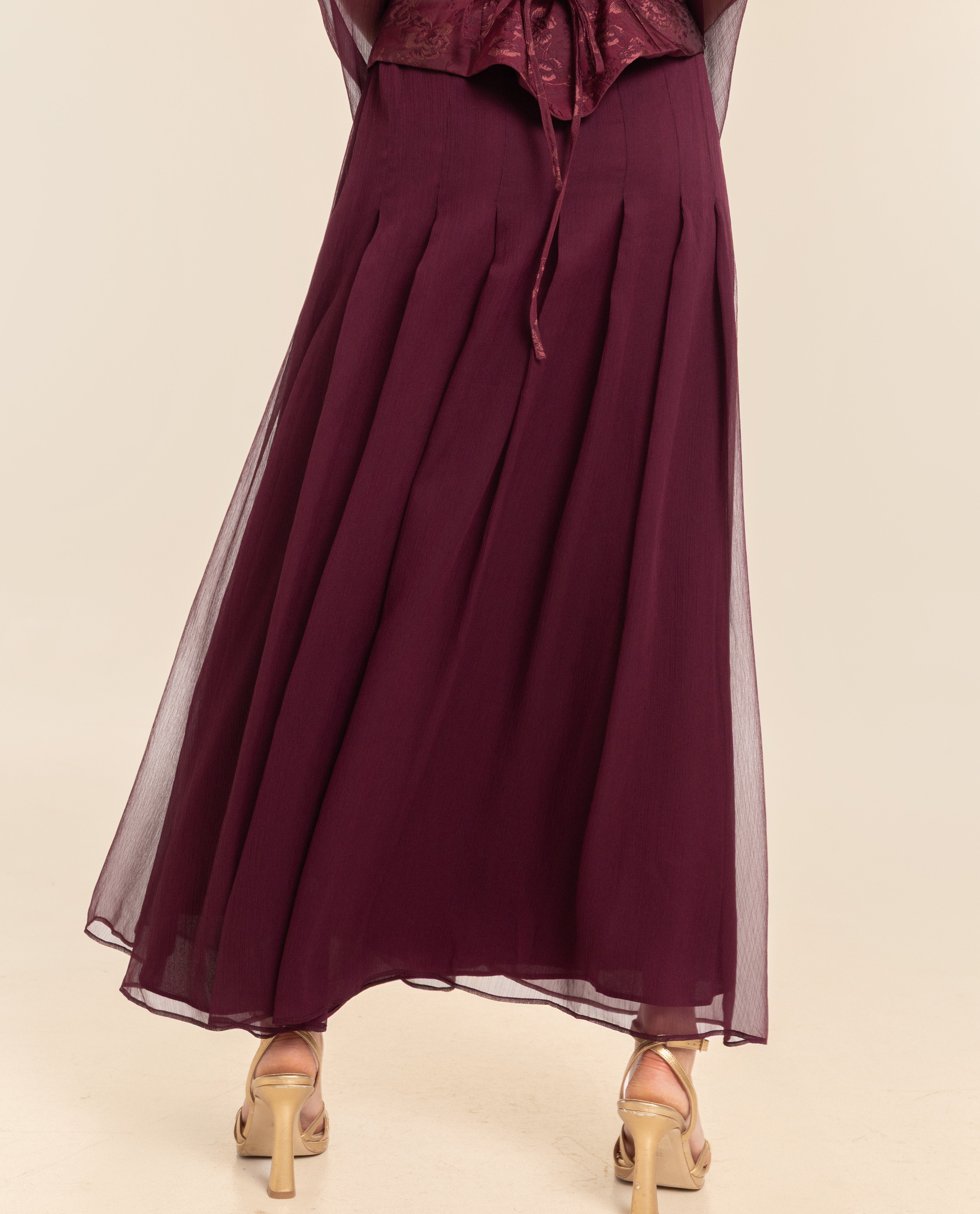 Saia Midi de Pregas Roxo-3