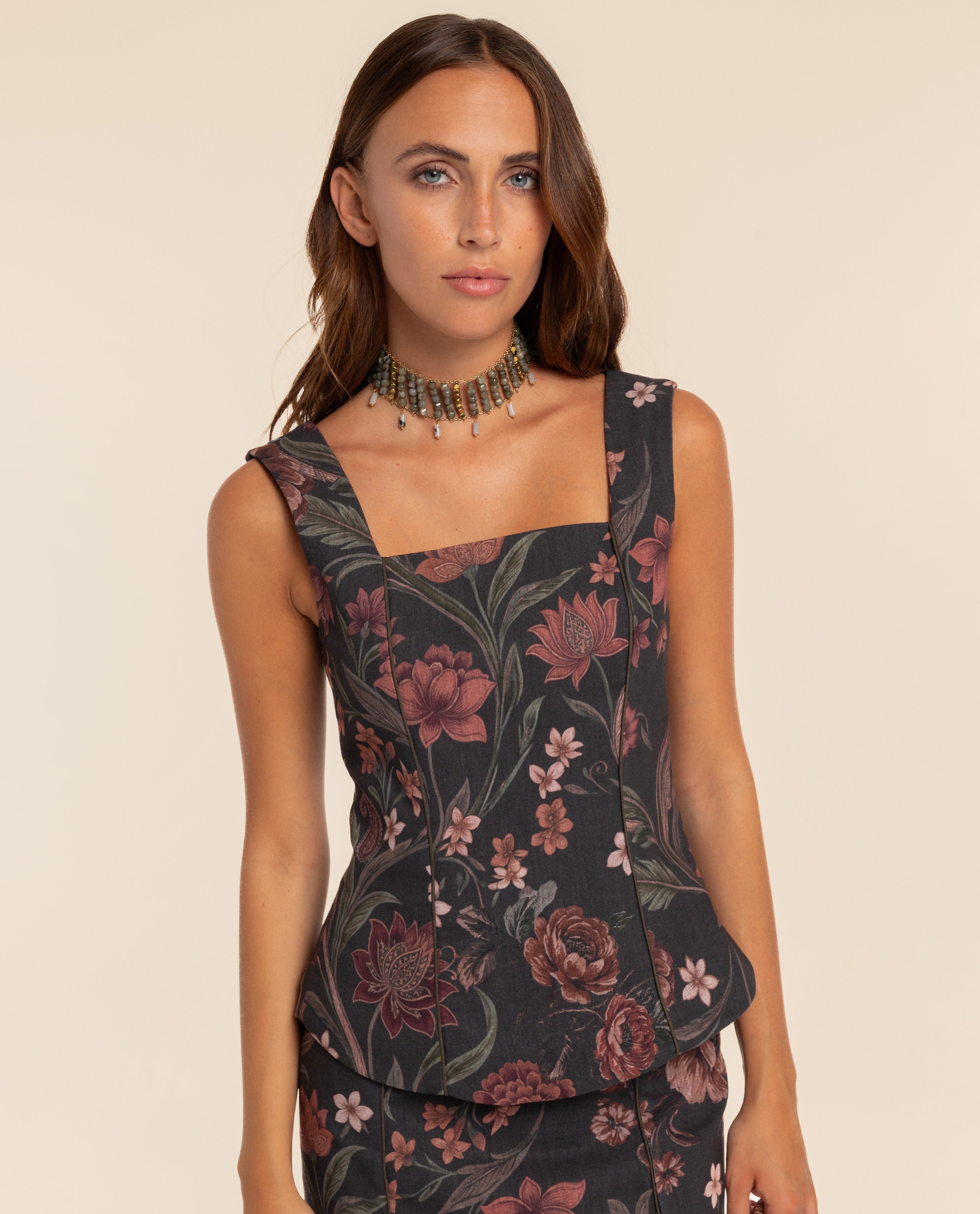Imagem 0 de Top Estilo Corset de Alças com Linho