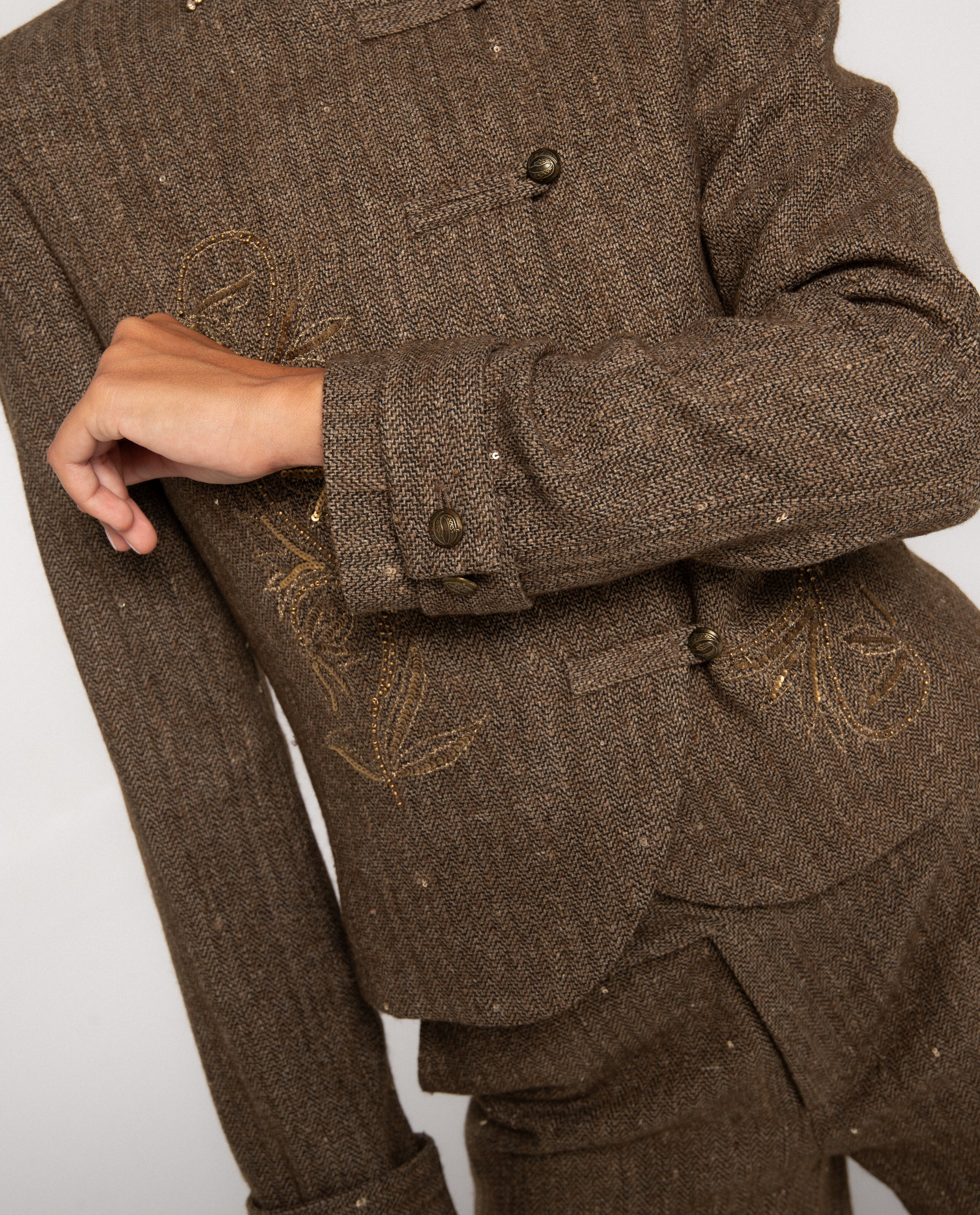 Sobrecamisa com Bordados Cinzento-4