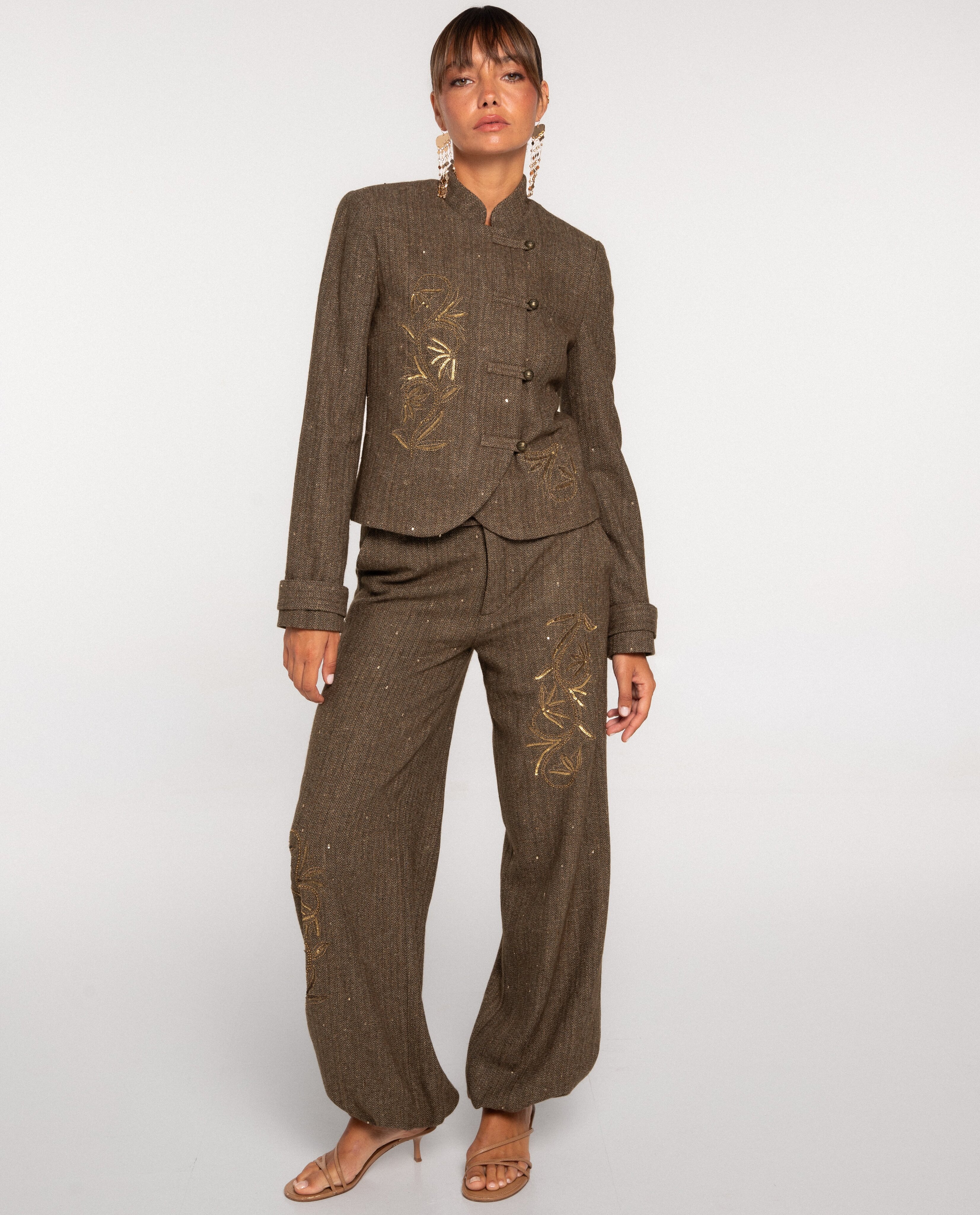 Sobrecamisa com Bordados Cinzento-5