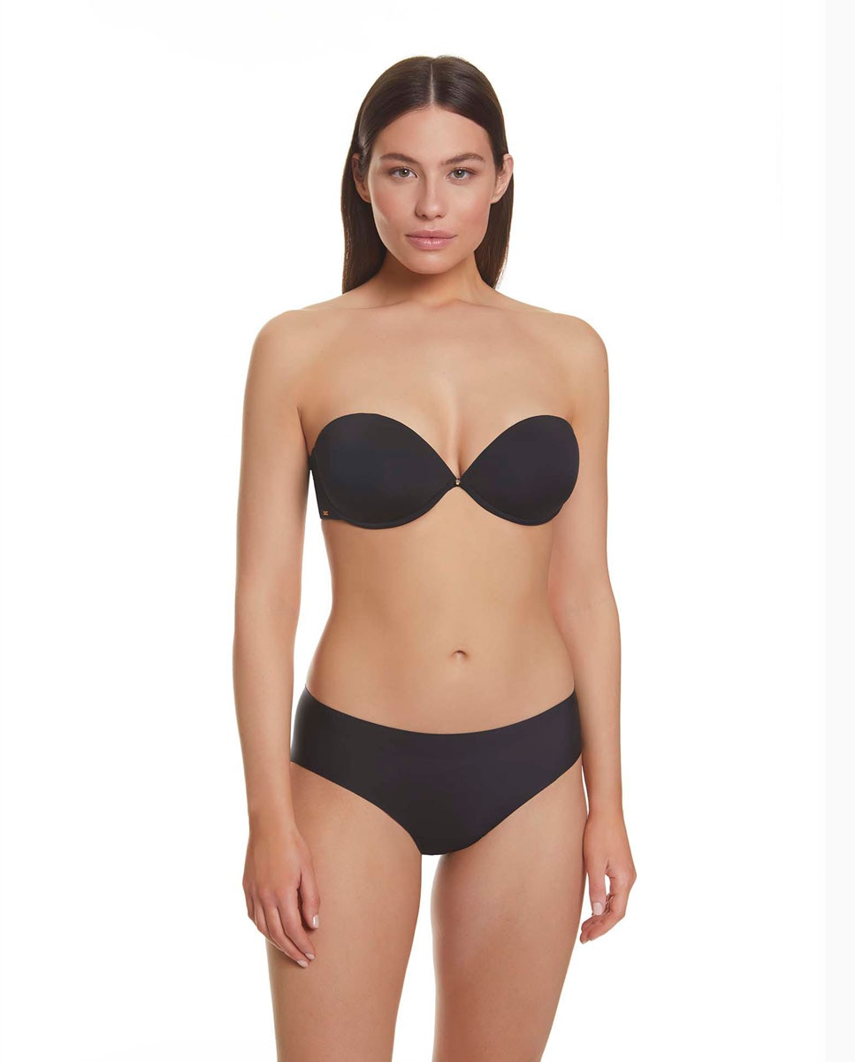 Soutiens Push Up Strapless com Push Up Duplo e Decote Profundo Preto-3